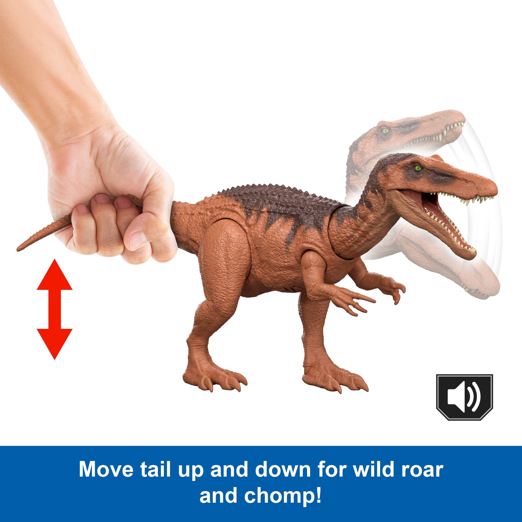 Jurassic World Rebirth Wild Roar Baryonyx Dinosaur Toy. Tail Controlled Attack Chomp & Sound - Image 3