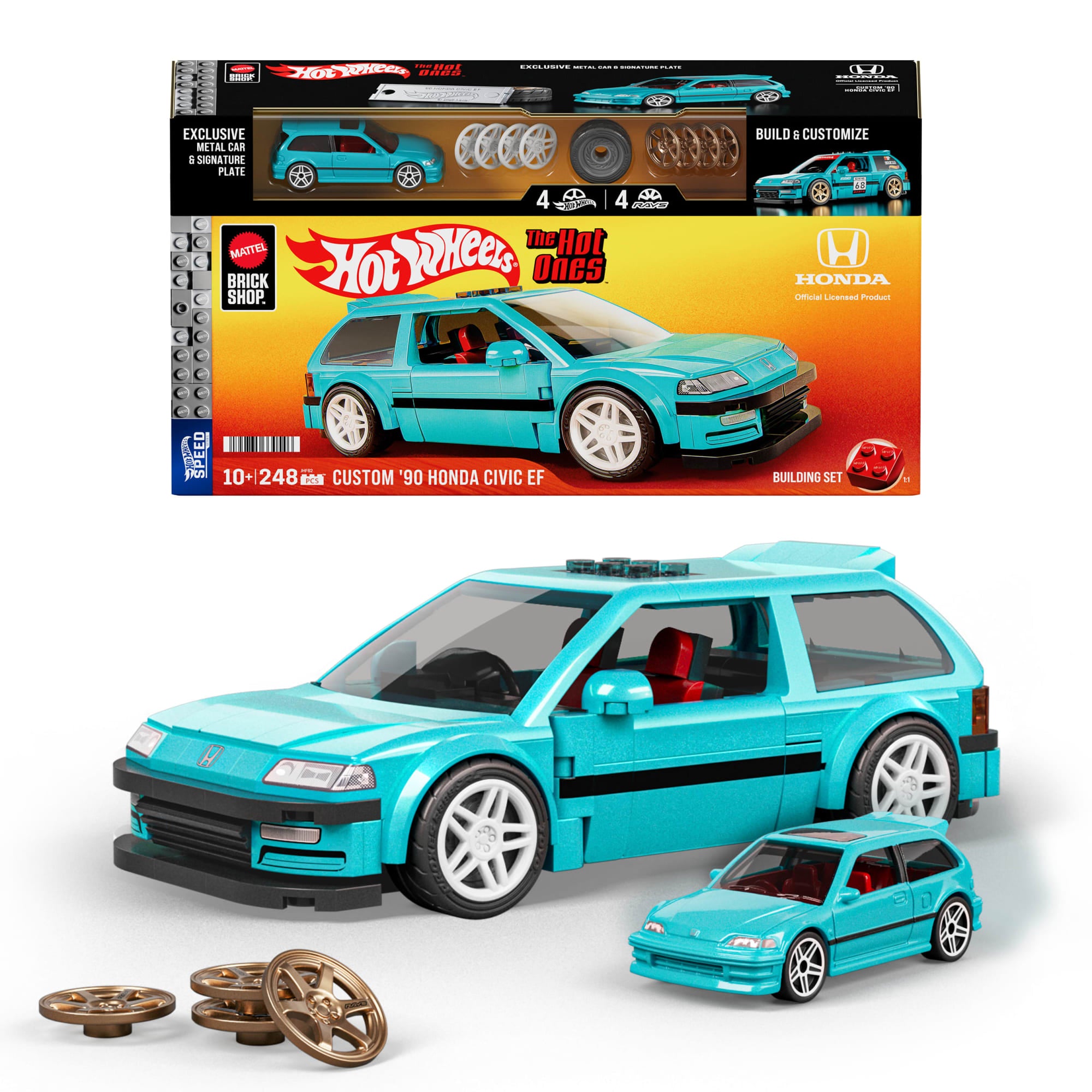 Mattel Brick Shop Hot Wheels Custom '90 Honda Civic EF Building Set