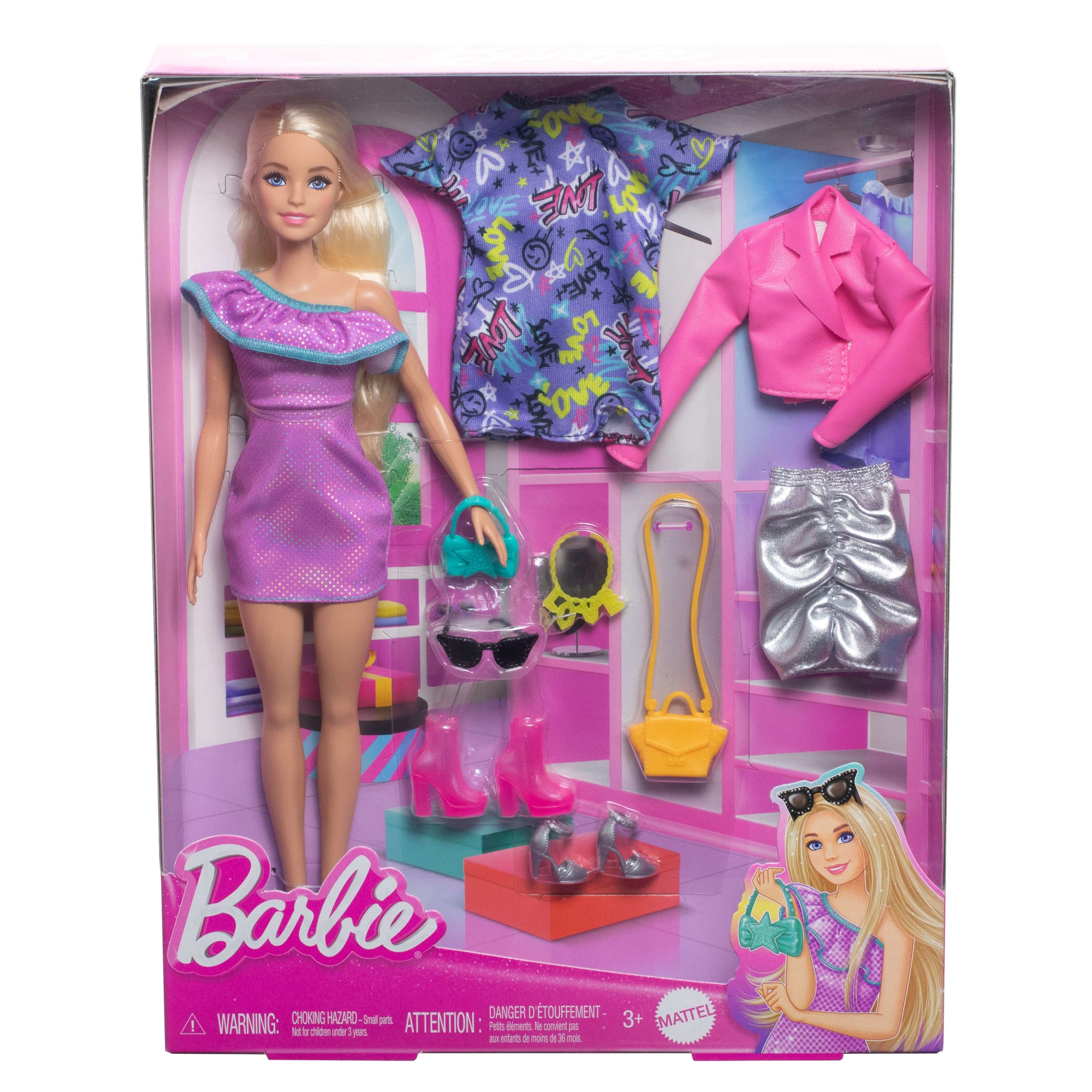 Barbie Fashion Doll With Clothes And Accessories including Party Dresses & Purses (3 Outfits) - Image 6