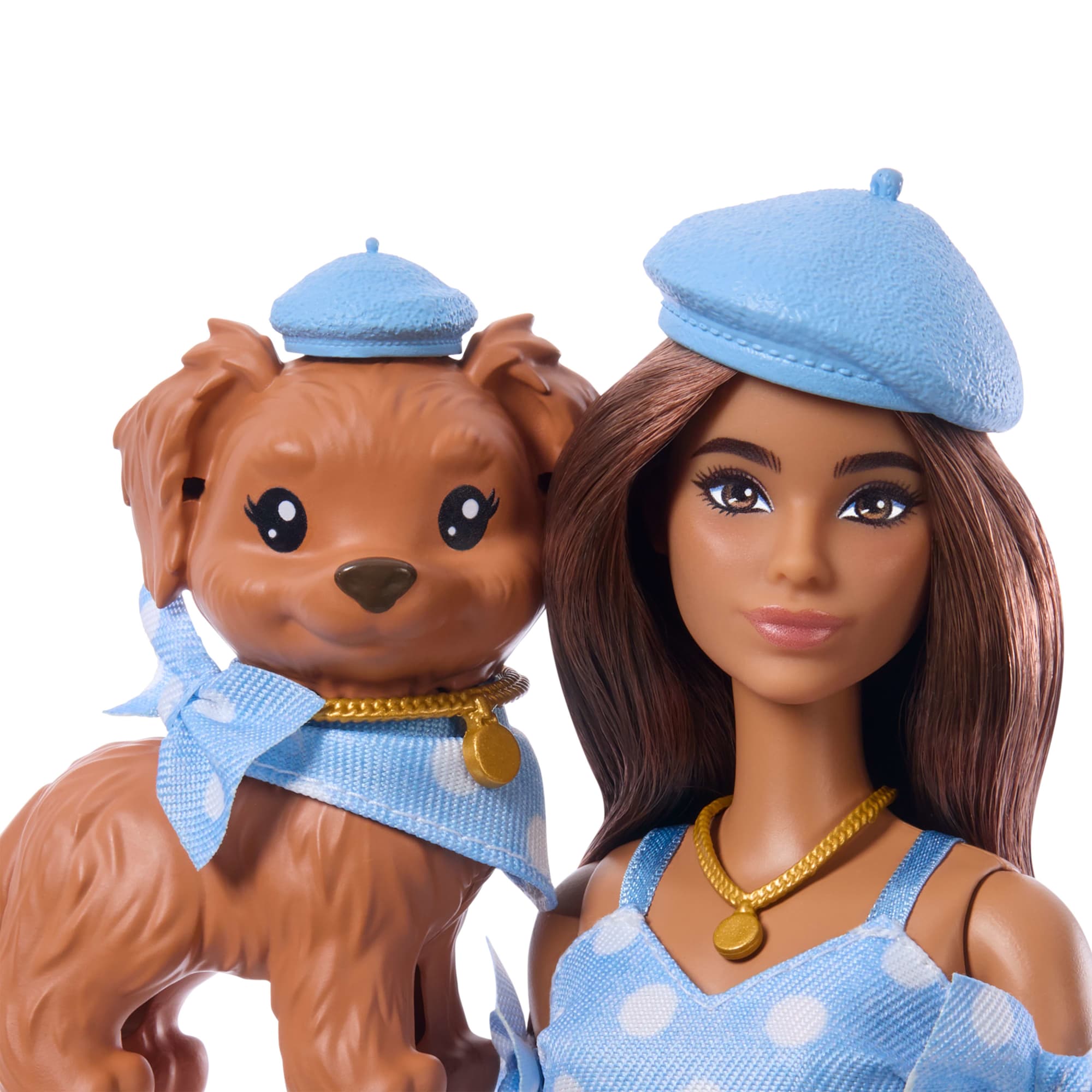 Barbie Twinning Looks Fashion Doll With Pet Dog. Matching Blue Clothes & Accessories. Brunette - Image 3