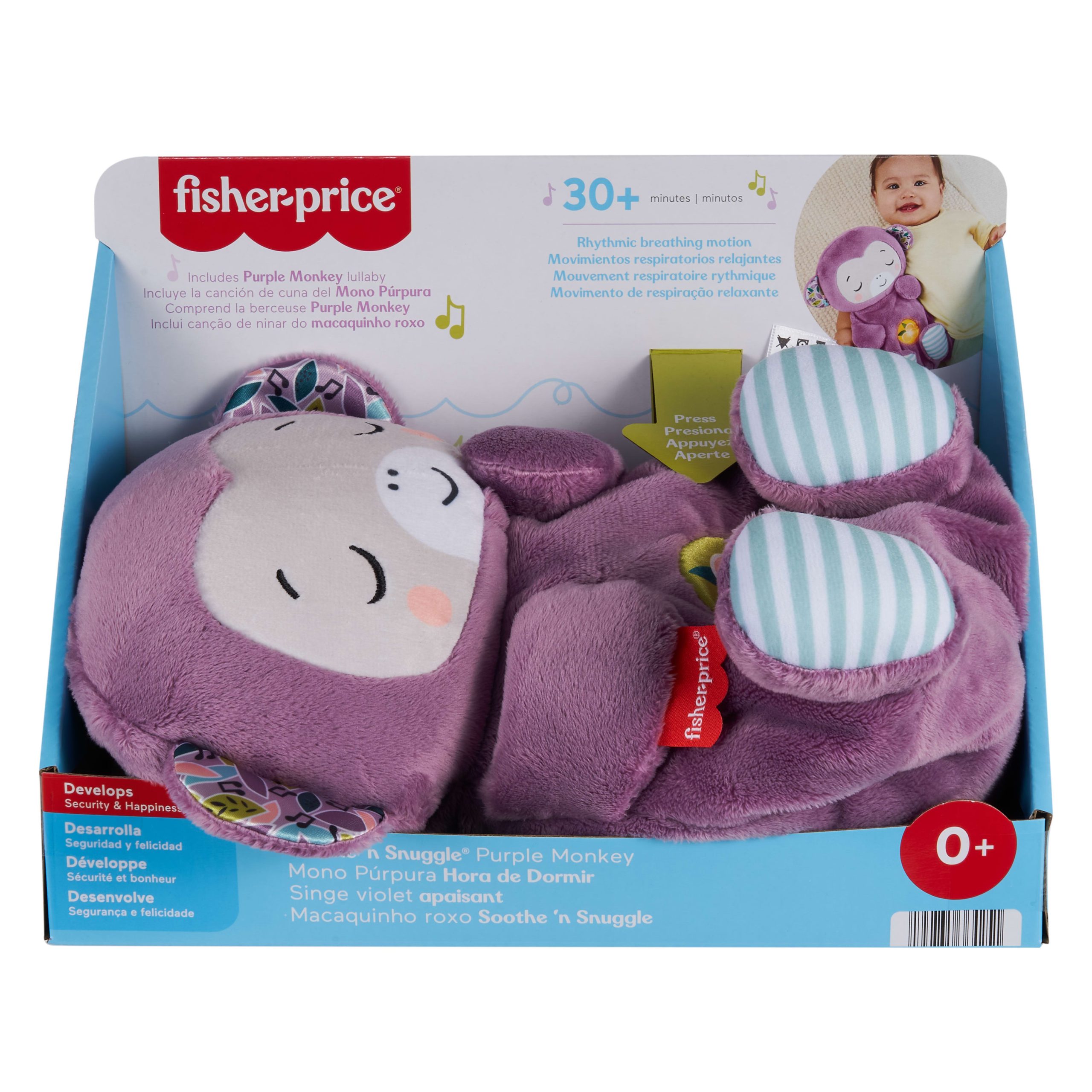 Fisher-Price Soothe 'n Snuggle Purple Monkey Baby Toy & Sound Machine With Breathing Motion - Image 6
