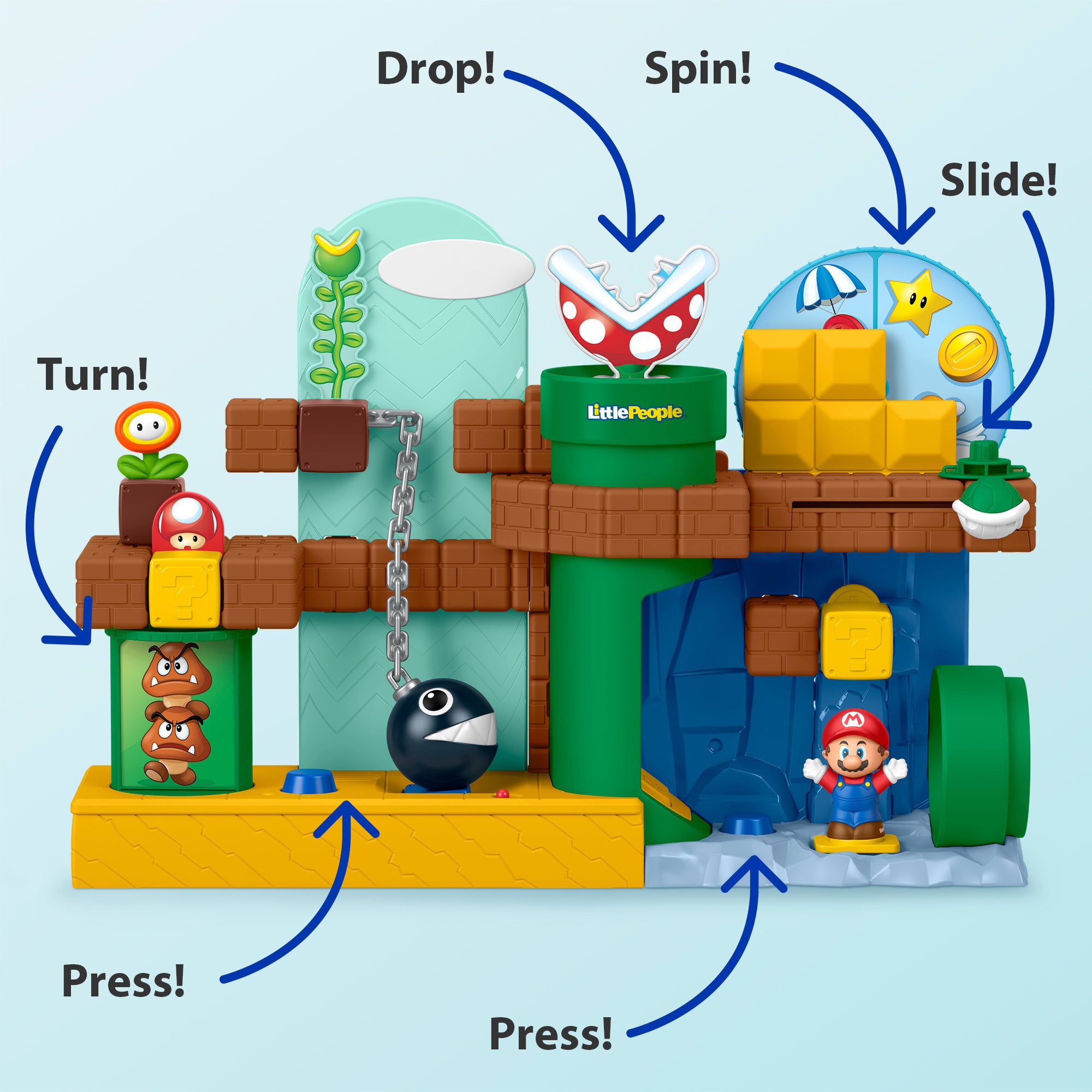 Fisher-Price Little People My Mario Adventure Playset. Musical Toddler Toy With 2 Figures - Image 5