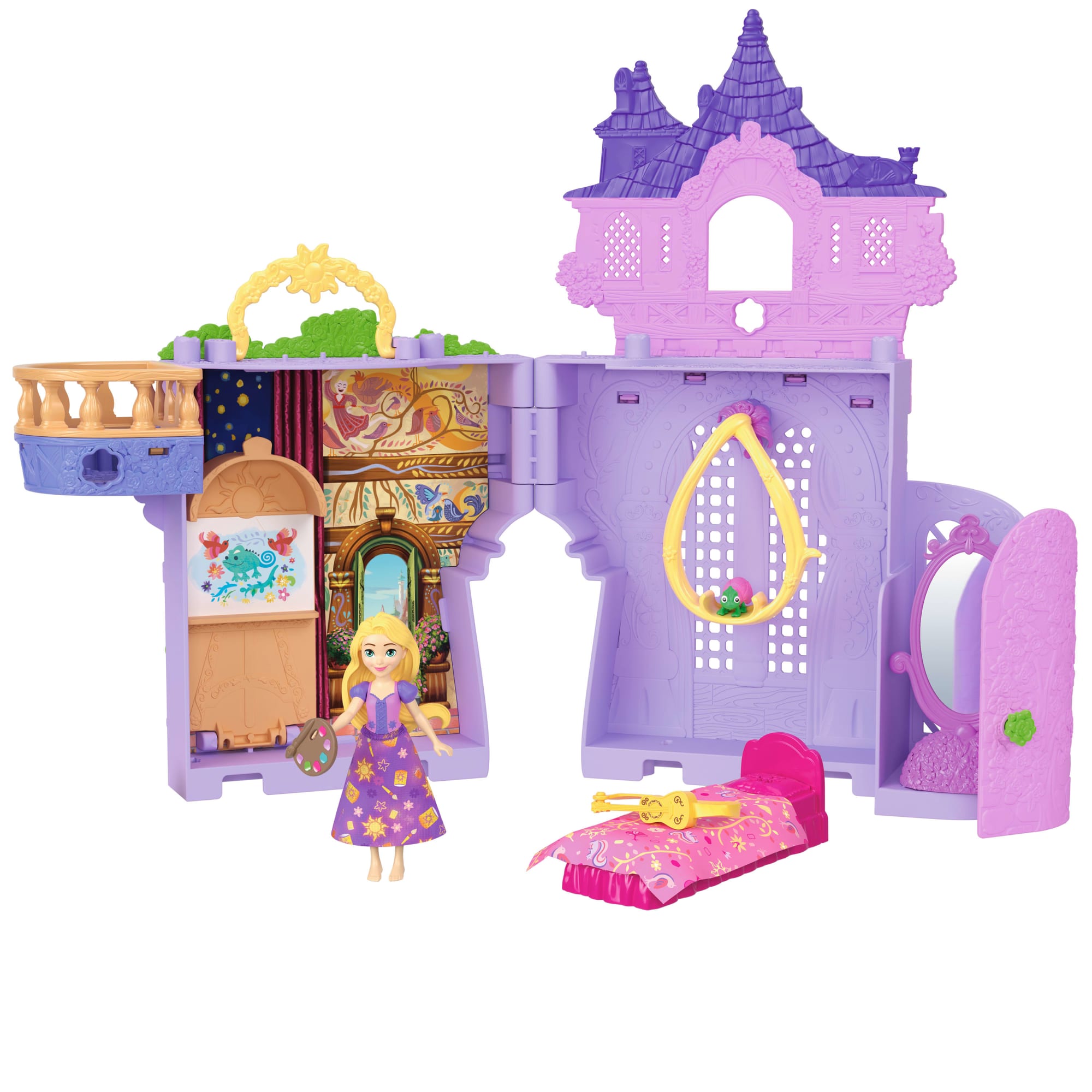 Disney Princess Rapunzel Storytime Stackers Doll House. Small Doll. Pascal Figure & 7 Accessories