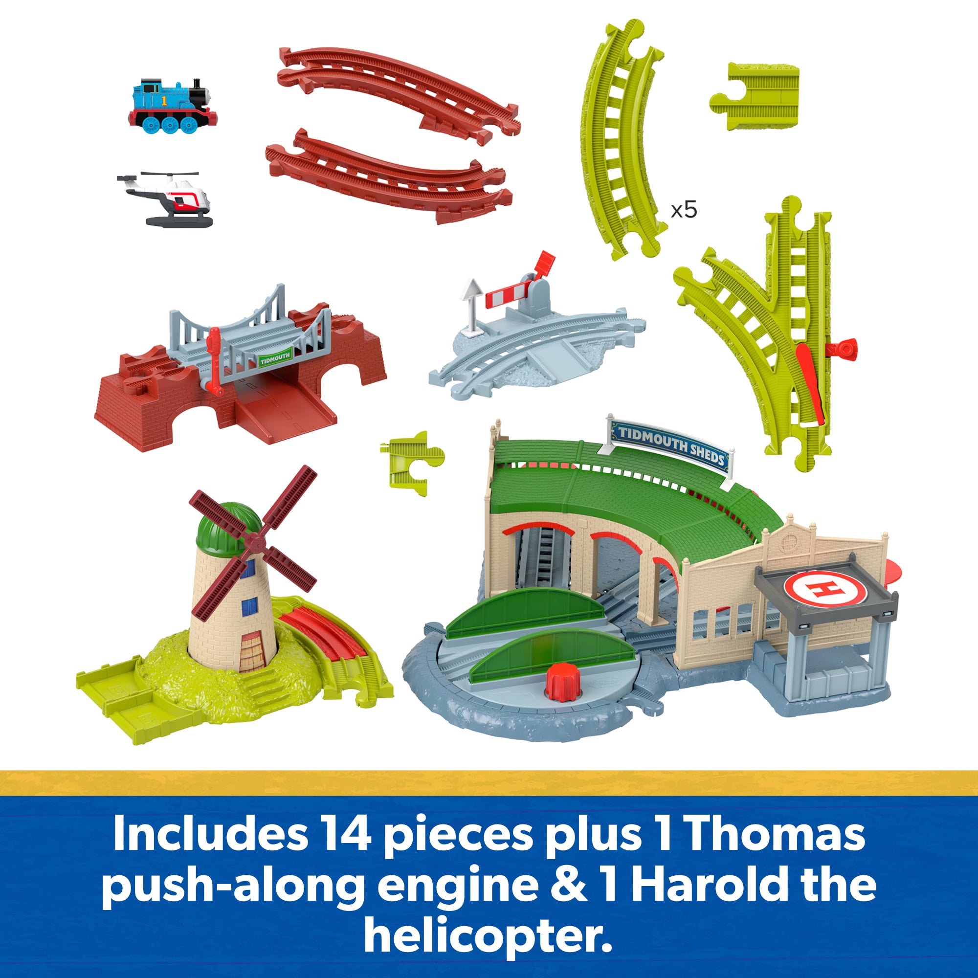 Thomas & Friends Exploring Tidmouth Sheds Train Set By Fisher-Price. With Engine & Helicopter - Image 5