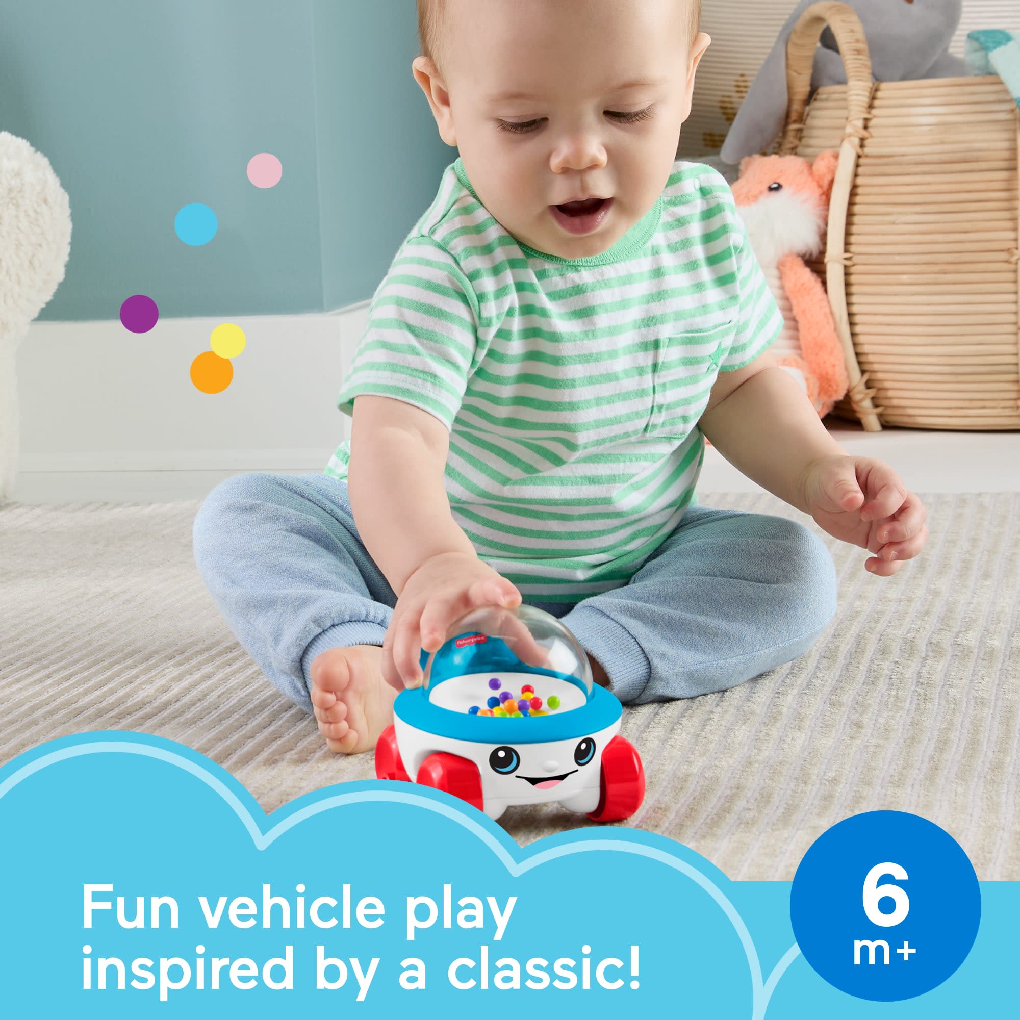 Fisher-Price Corn Popper Vehicle Push-Along Toy With Sounds For Baby & Toddler - Image 2