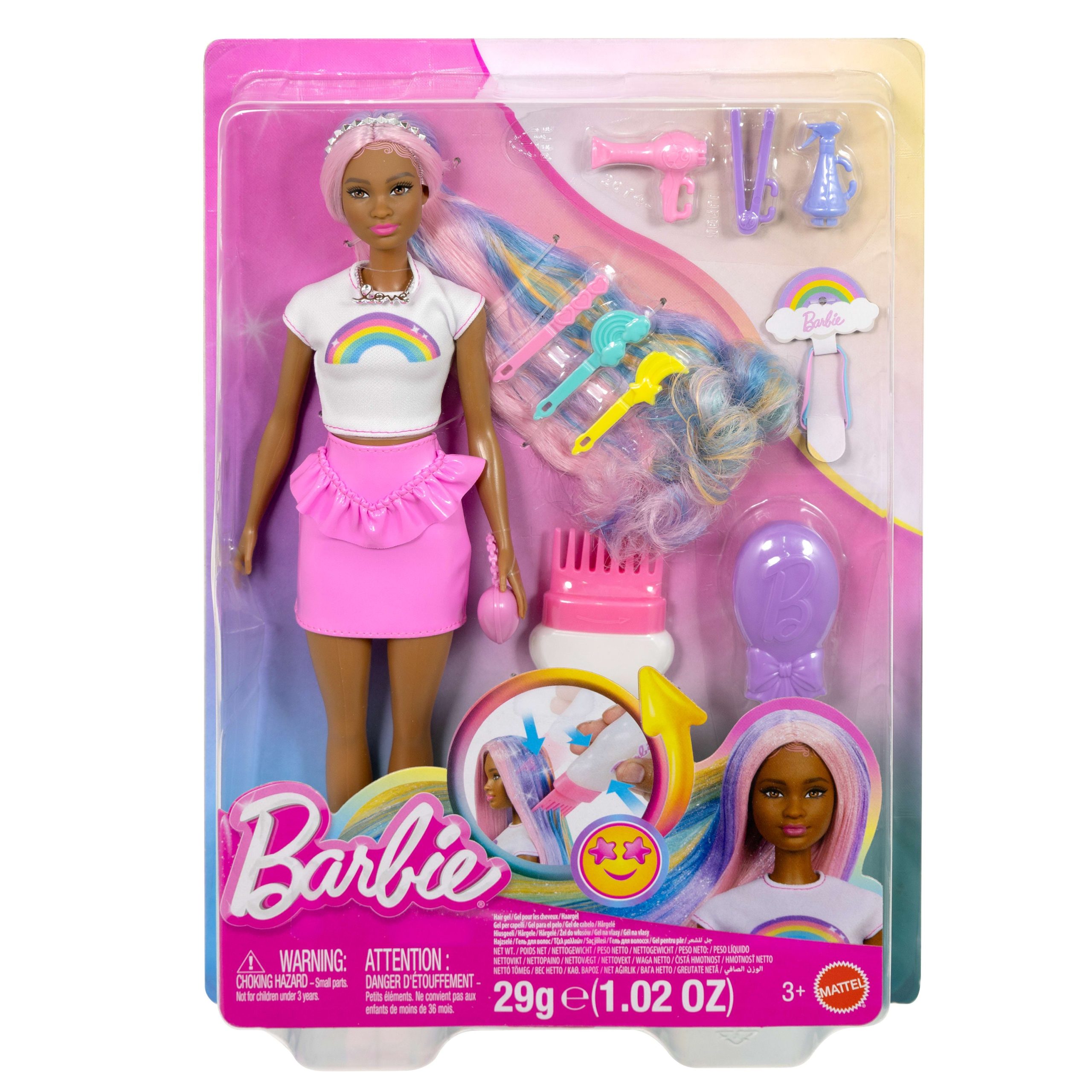 Barbie Rainbow Sparkle Hair Fashion Doll With Extra-Long Hair And 12 Styling Accessories - Image 6