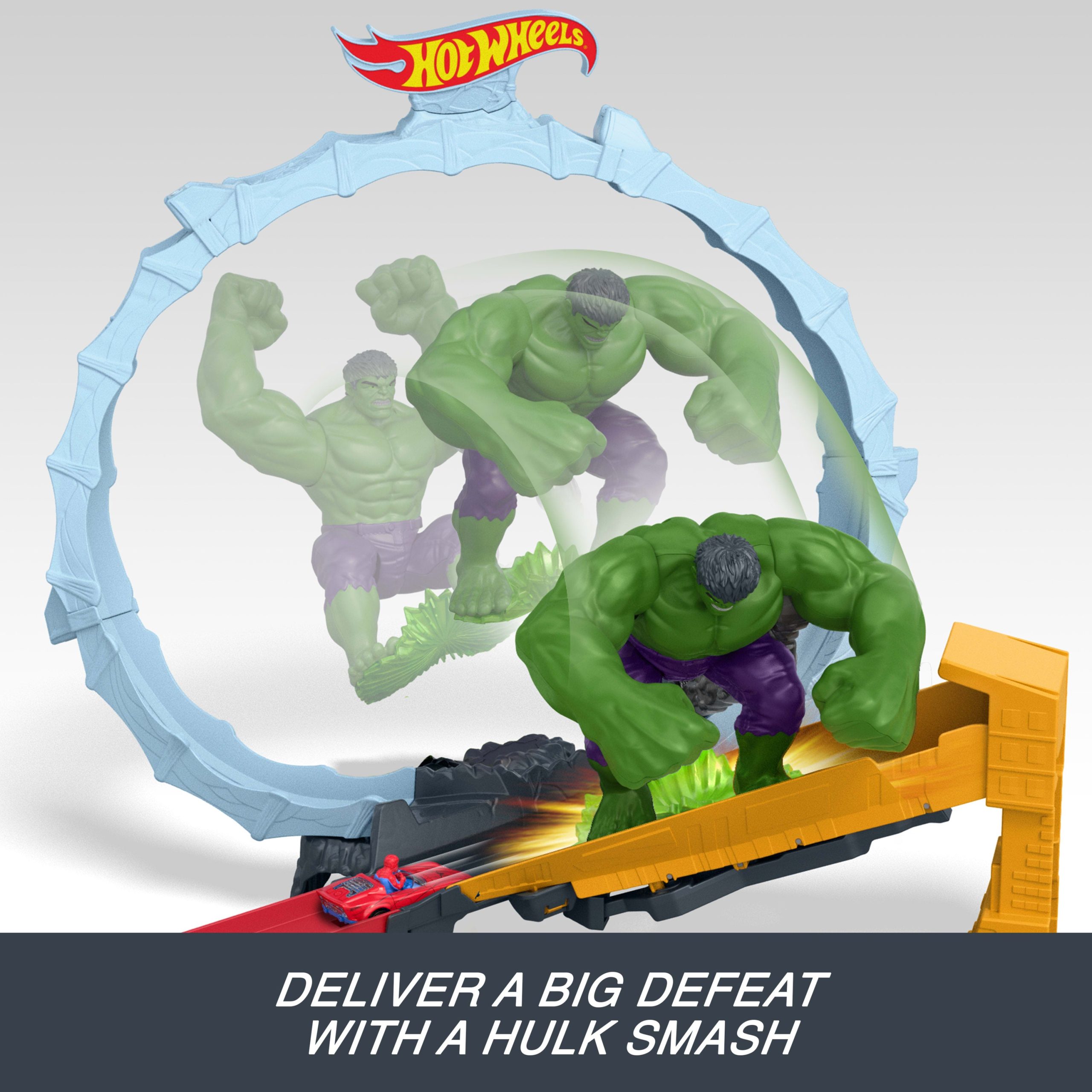 Hot Wheels Superstar Speeders Spider-Man & Hulk Smash Down Track Set With 1 Die-Cast Spider-Man Vehicle - Image 3