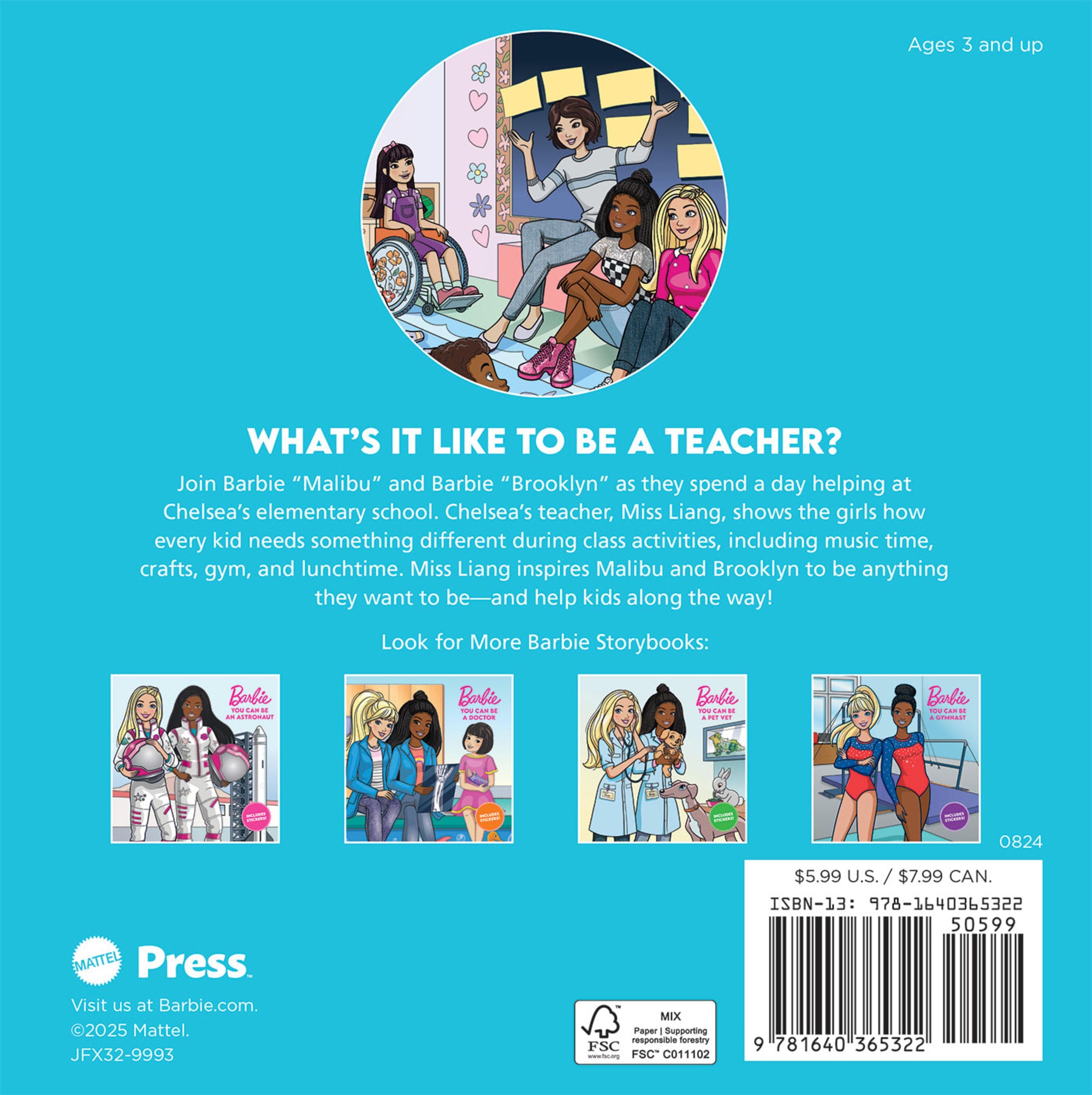 Barbie: You Can Be A Teacher. Paperback Book For Kids. Includes 2 Sticker Sheets - Image 2