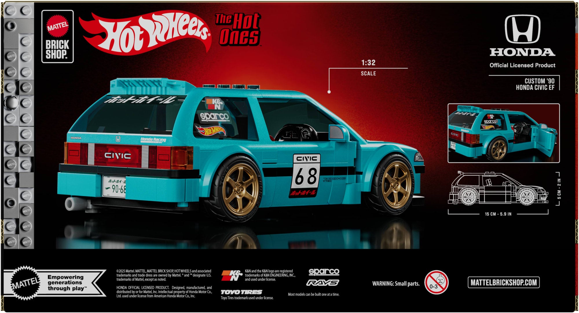 Mattel Brick Shop Hot Wheels Custom '90 Honda Civic EF Building Set - Image 8