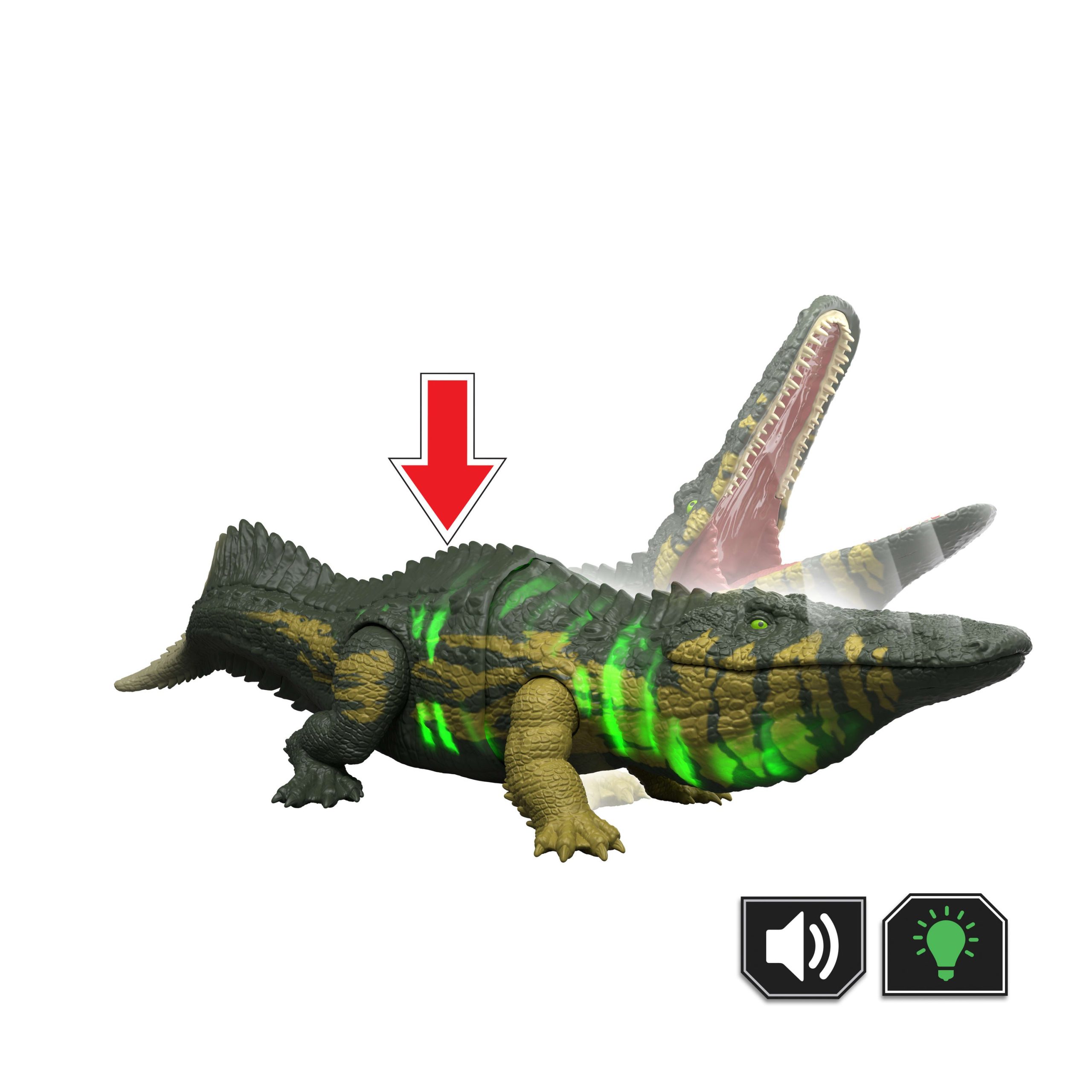Jurassic World Wild Roar Stomatosuchus Dinosaur Action Figure Toy. Sounds & Attack & Lights - Image 3
