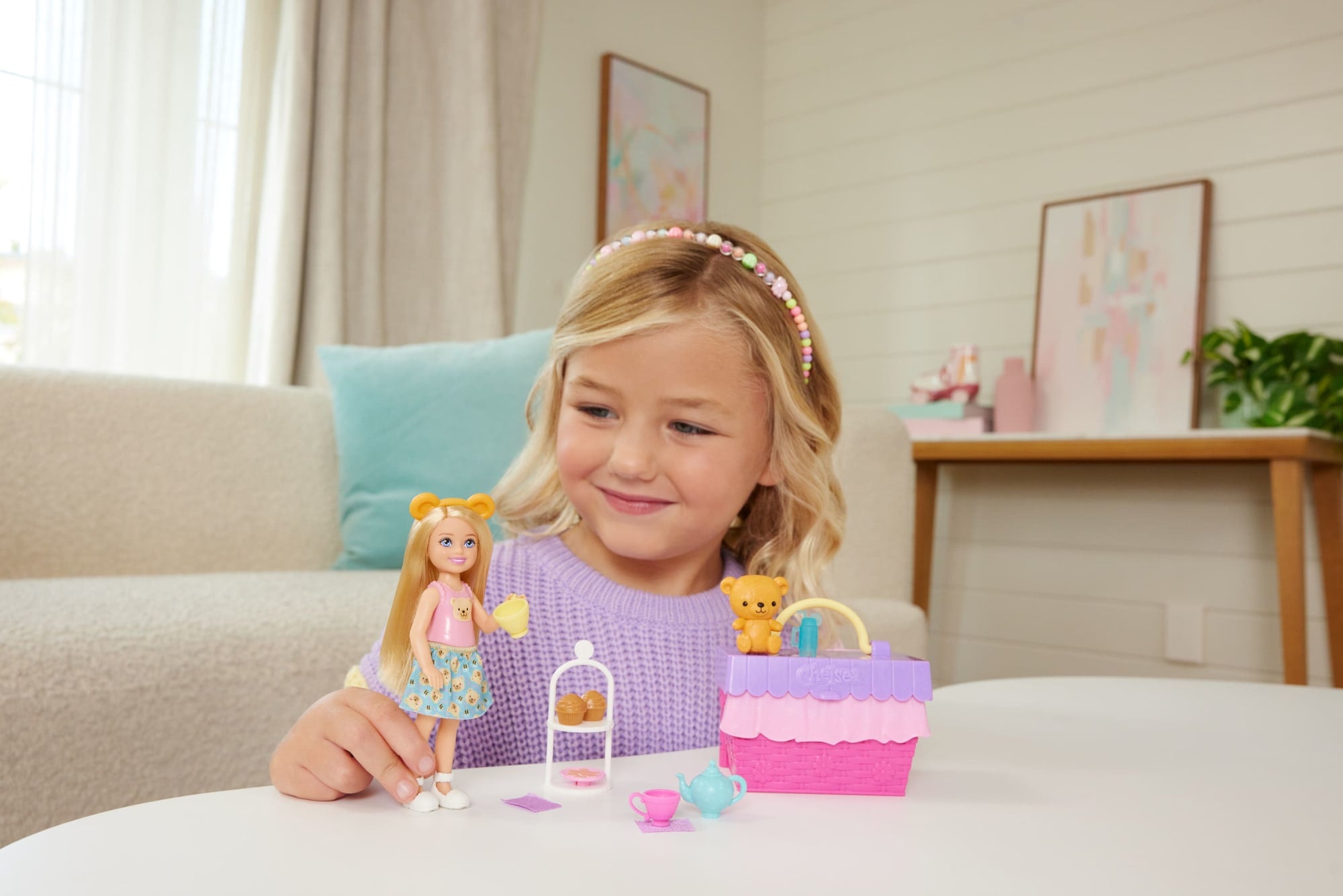 Barbie Family & Friends Club Chelsea Pop-Up Tea Party Playset With Small Doll & 10+ Accessories - Image 2