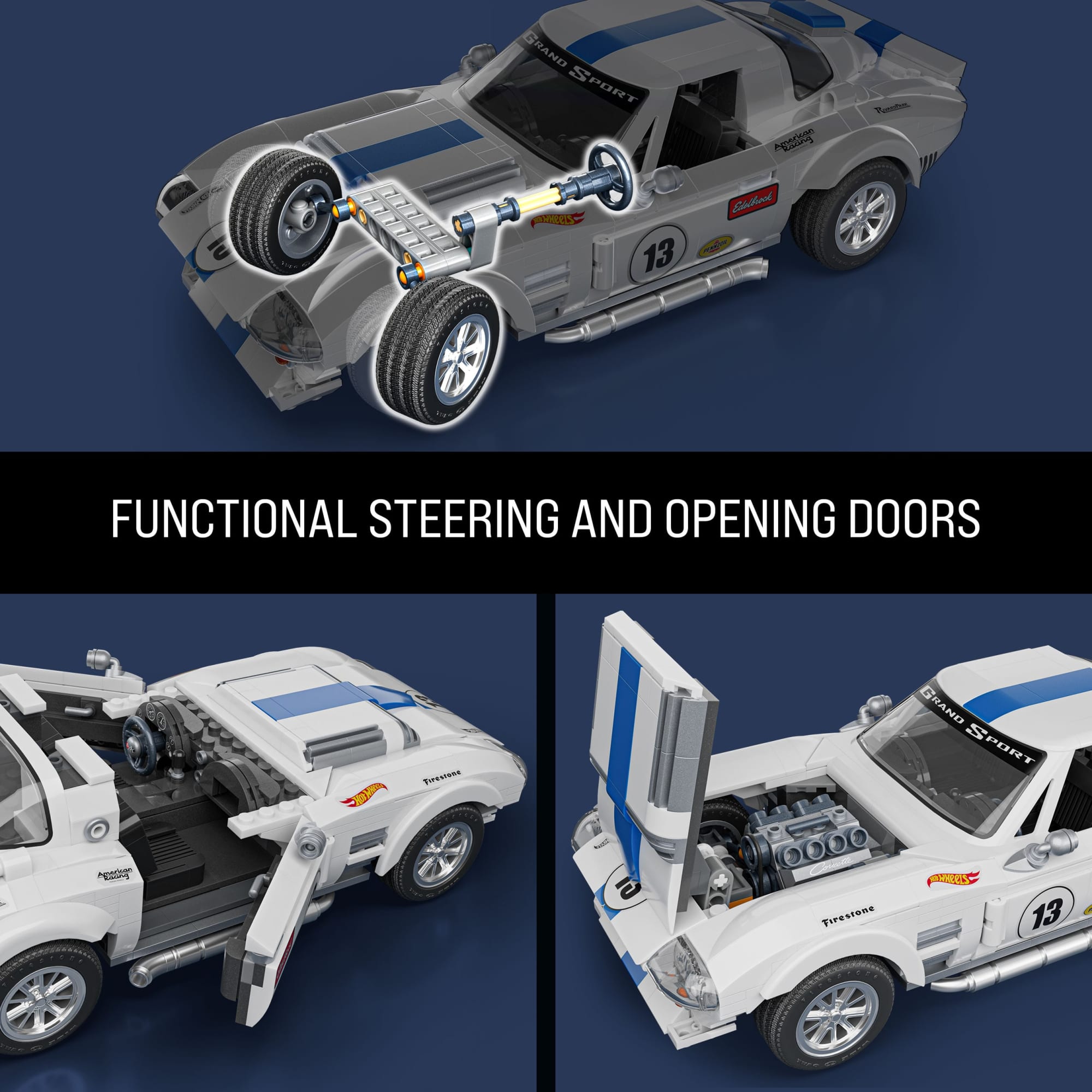 Mattel Brick Shop Hot Wheels Corvette Grand Sport Building Toy Kit (918 Pieces). for Collectors - Image 6
