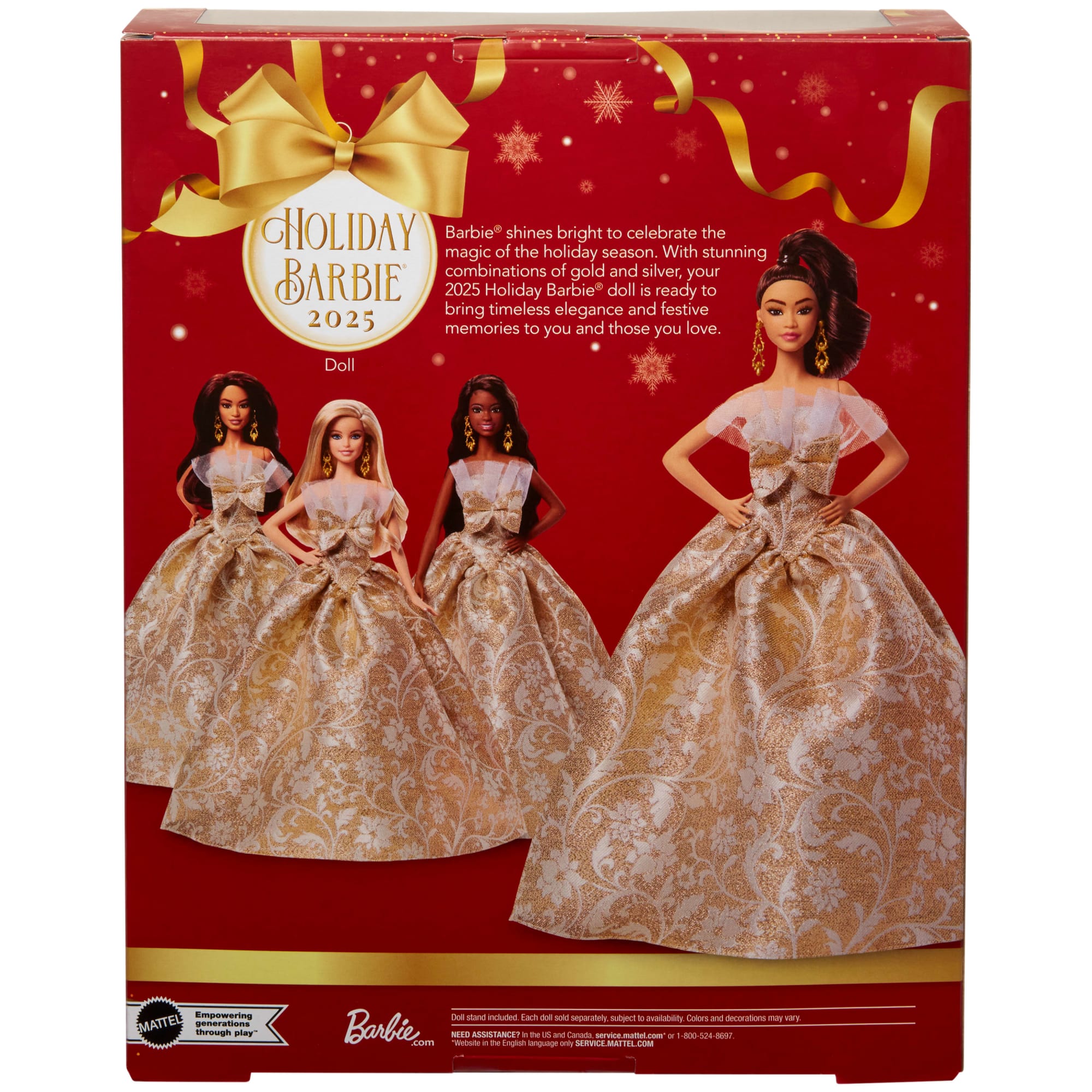 Barbie Signature 2025 Holiday Barbie Fashion Doll. Seasonal Collector. Light Brown Hair With Silver & Gold Gown - Image 6