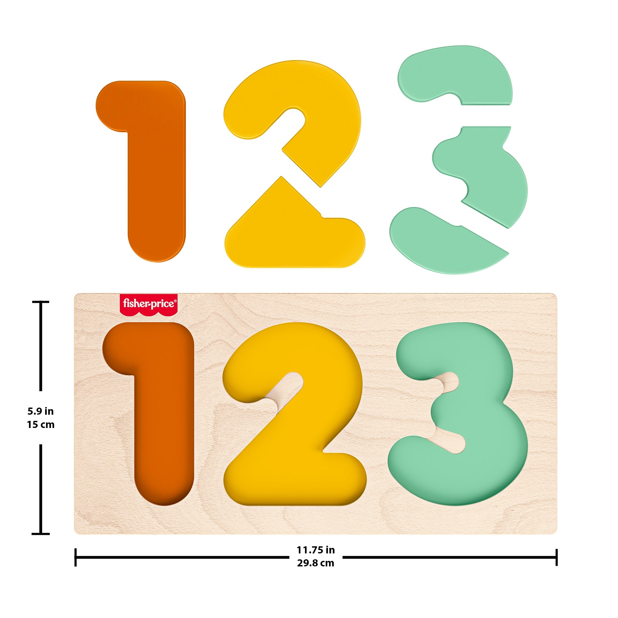 Fisher-Price Montessori Wooden 1-2-3 Puzzle. Toddler Learning Toy. 7 Wood Pieces - Image 5