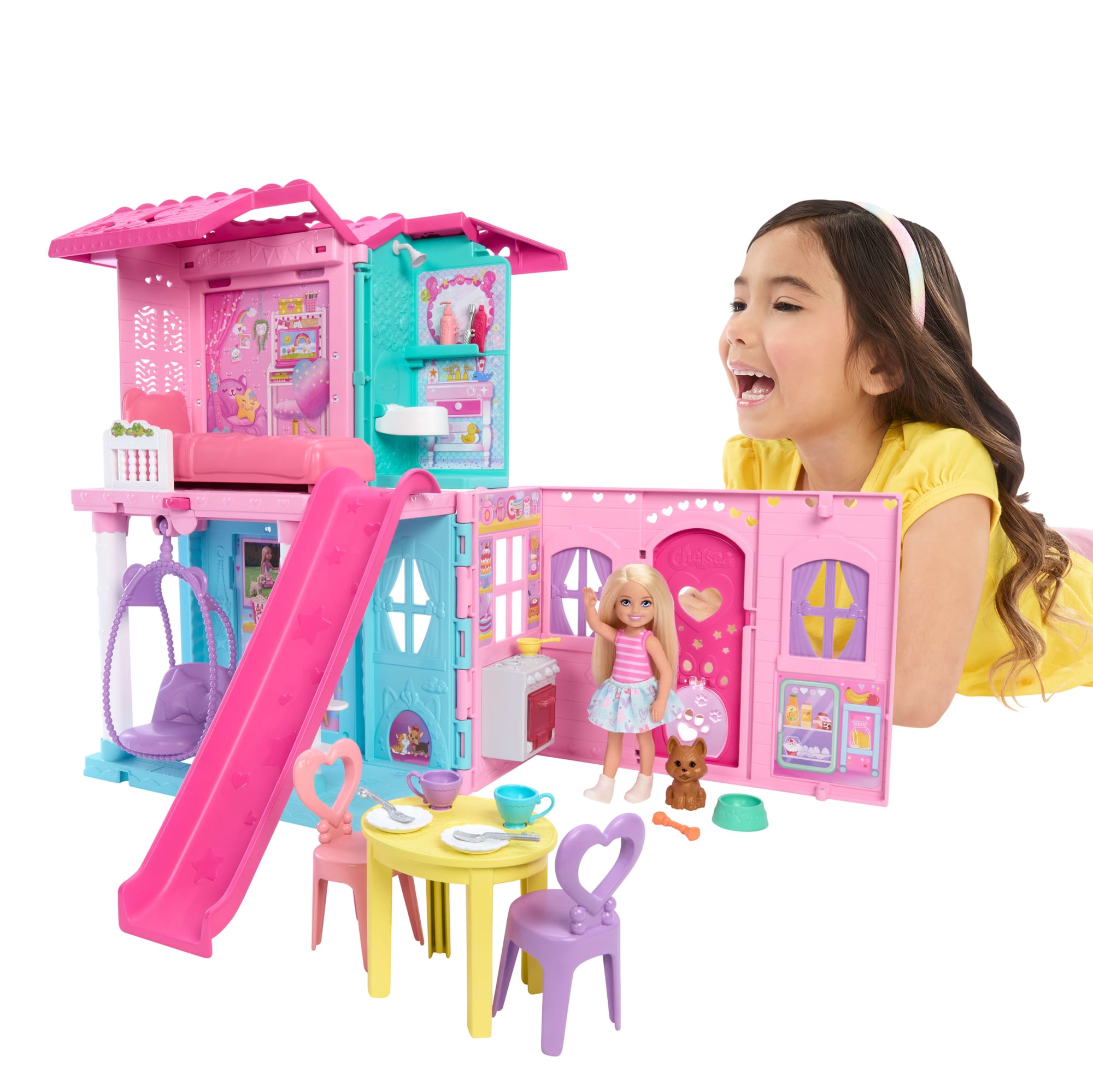 Barbie Chelsea Pop-Up Doll House With Doll & 15+ Accessories. House Expands To 17+ X 13+ inches