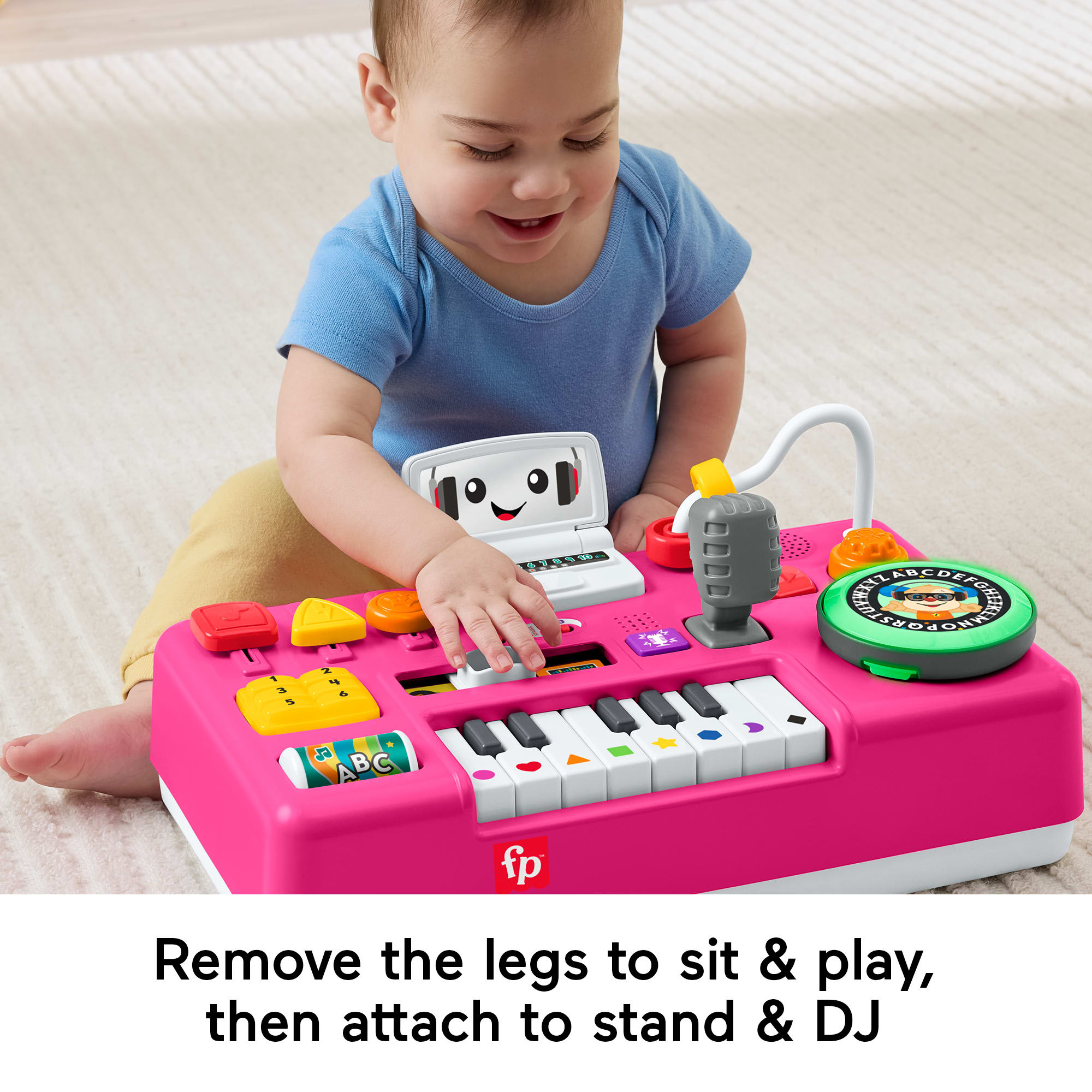 Fisher-Price Laugh & Learn Mix & Learn DJ Table. Baby & Toddler Musical Learning Toy. Pink - Image 4