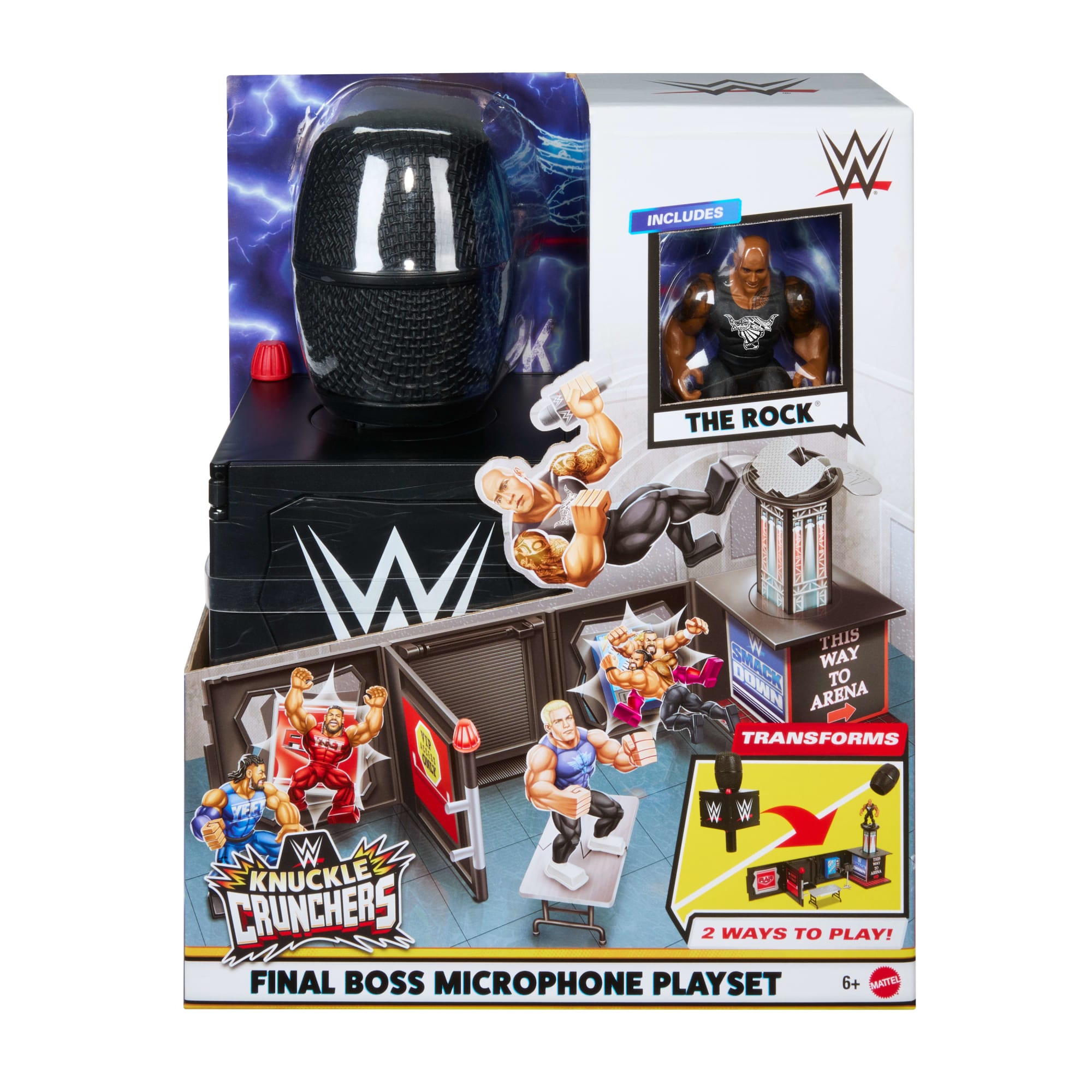 WWE Knuckle Crunchers Final Boss Microphone Playset With The Rock Action Figure & 2 Accessories - Image 6