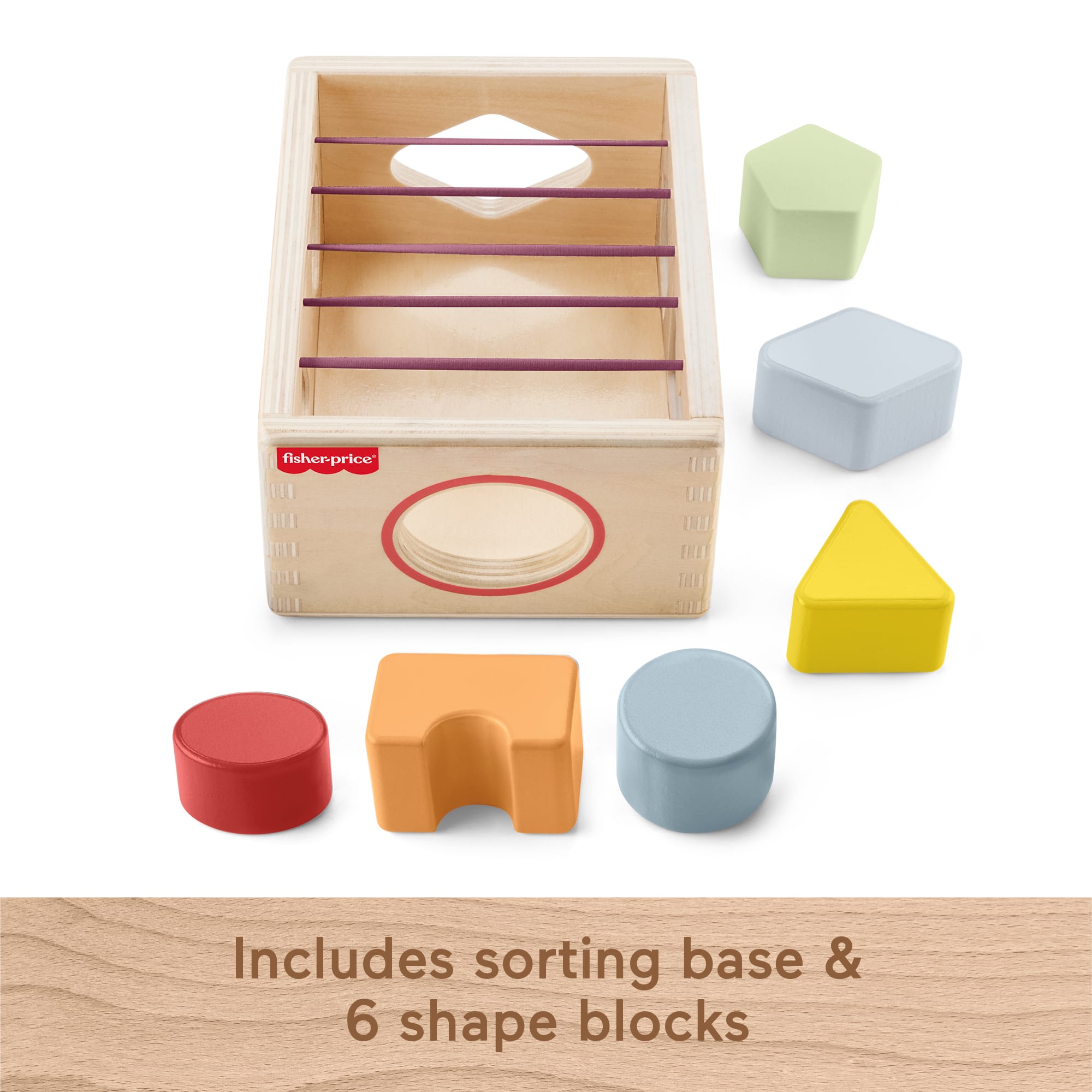 Fisher-Price Wood Flexi Shape Sorter. 7-Piece Wooden Baby & Toddler Activity Toy - Image 5