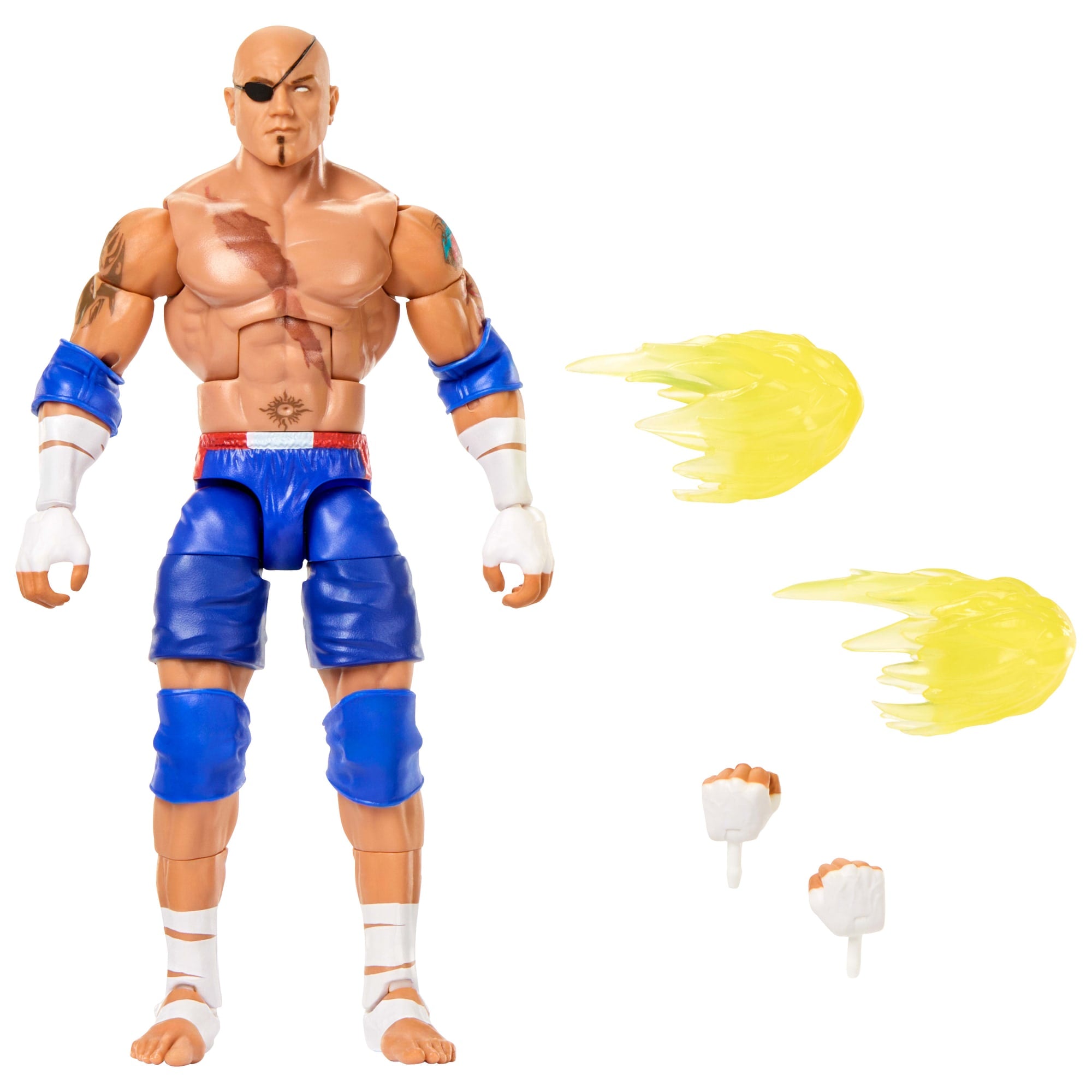 WWE X Street Fighter Batista Action Figure & Accessories. 6-Inch Collectible Sagat Mashup Set
