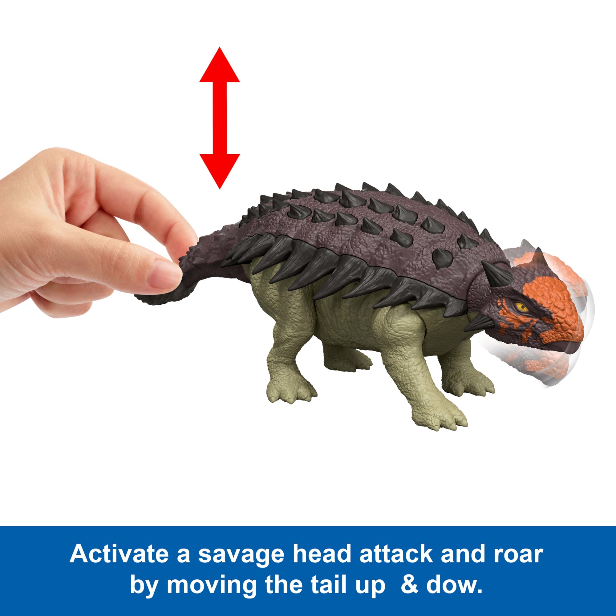 Jurassic World Rebirth Wild Roar Ankylosaurus Dinosaur Toy. Tail Attack Motion & Sound - Image 3