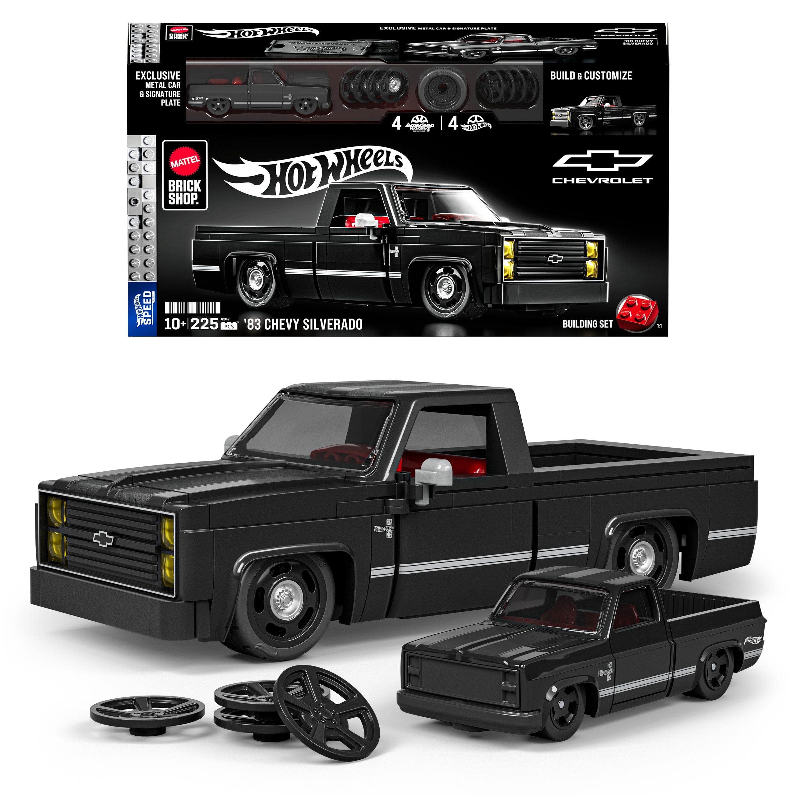 Mattel Brick Shop Hot Wheels '83 Chevy Silverado Building Toy Kit (225 Pieces). For Collectors
