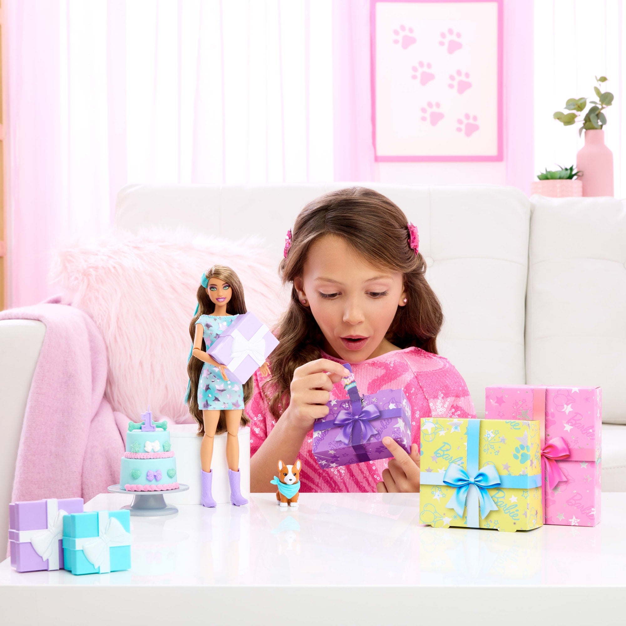 Barbie Party Unboxed Boneca Festa de Animais Vestido Rosa - Image 2