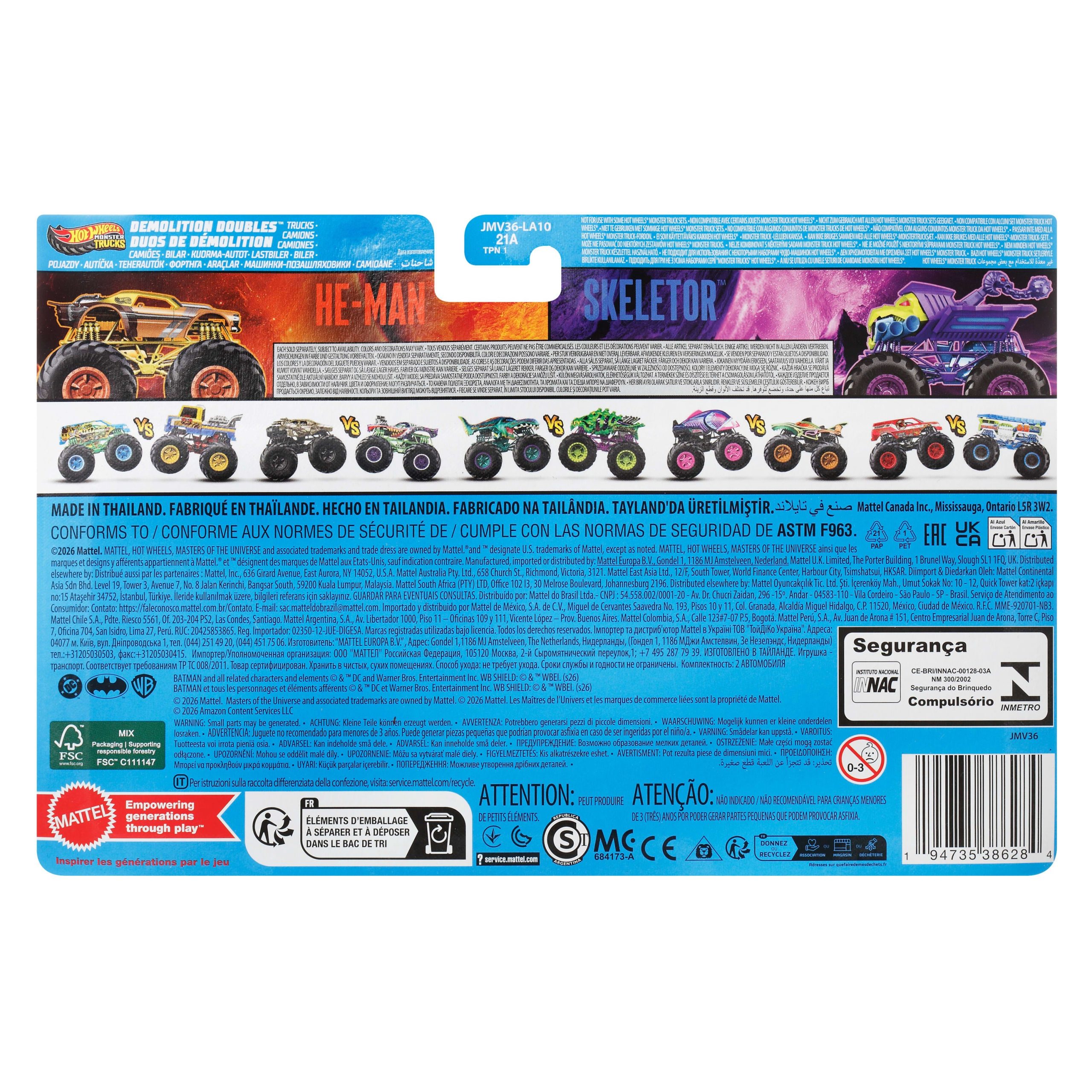 Hot Wheels Monster Trucks Veículo de Brinquedo Masters of the Universe Pacote com 2 autos - Image 2