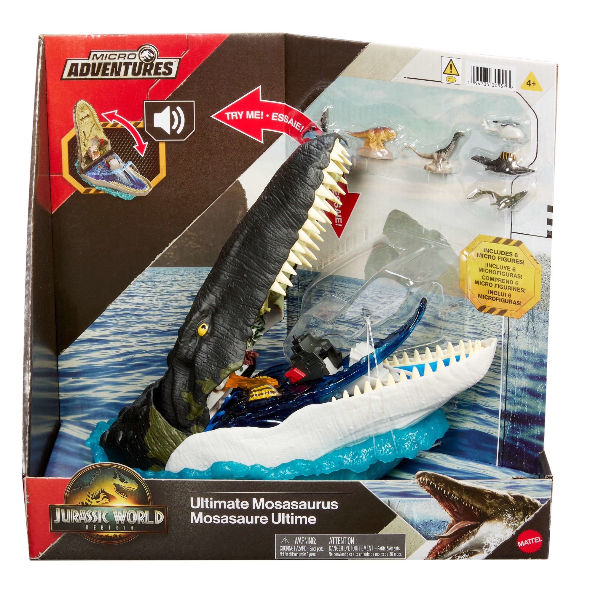 Coffret de Jeu Mosasaure Jurassicworld: Renaissance de Luxe. 7Fonctions et Effets Sonores Interactifs. 6Micro Figurines - Image 6