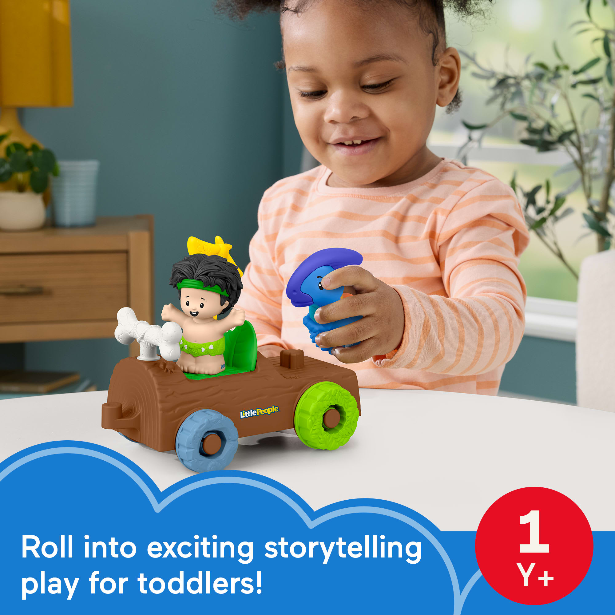 Fisher-Price Little People Dinosaur Parade Log Car & Figure Set Toddler Toy. 3 Pieces - Image 2