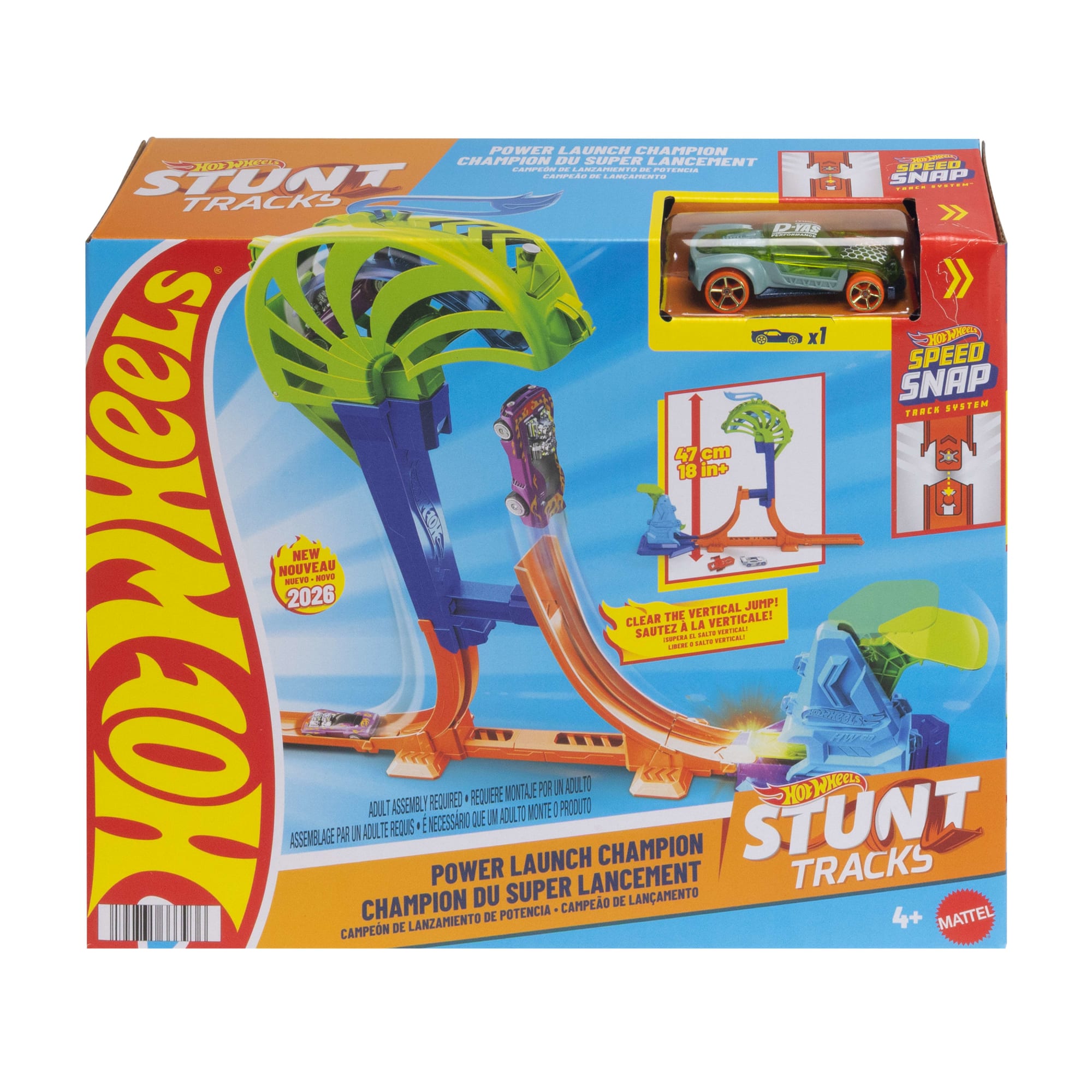 Hot Wheels Stunt Tracks Power Launch Champion Track Set & 1:64 Scale Die-Cast Toy Car - Image 3