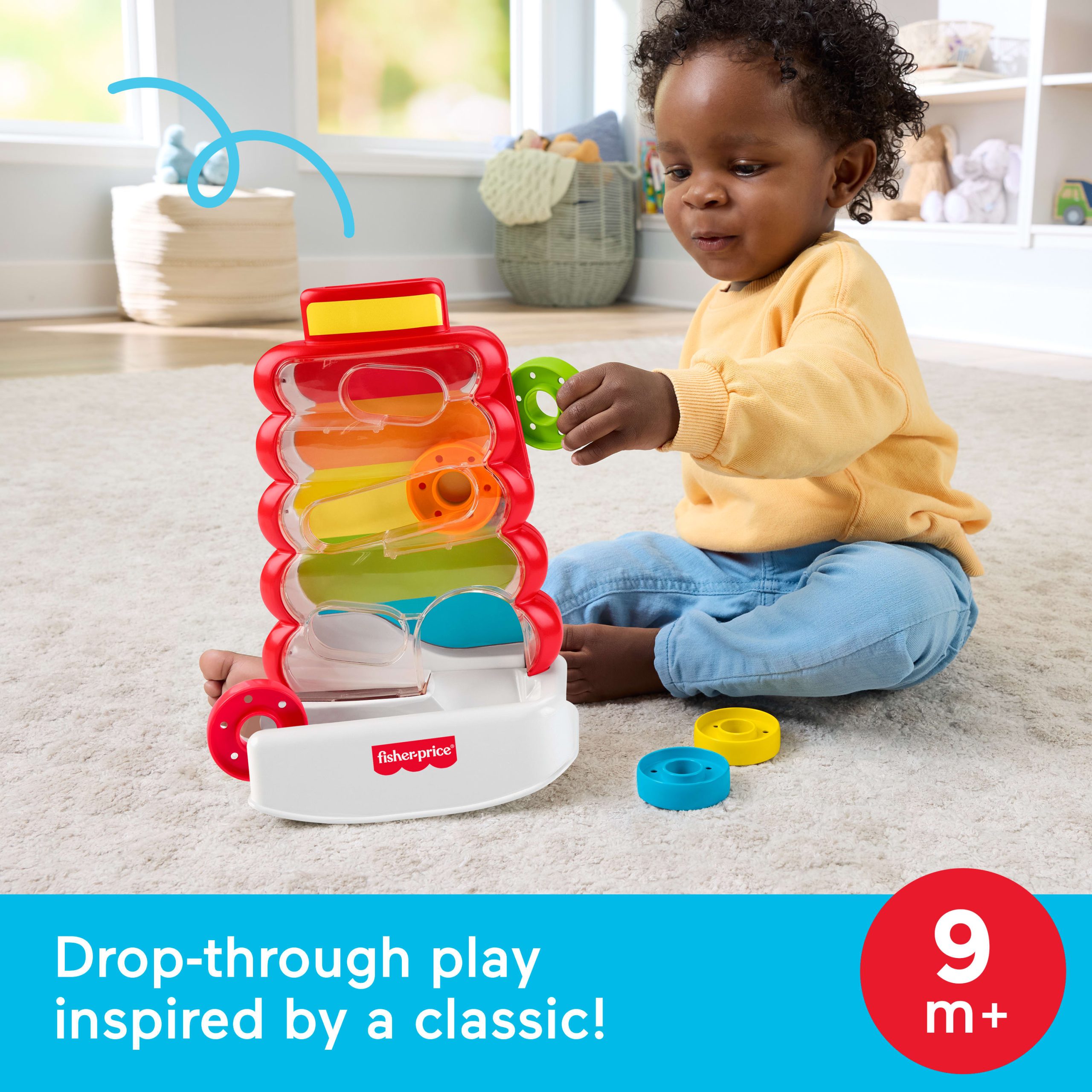 Fisher-Price Drop Through Rock-A-Stack Baby & Toddler Developmental Activity Toy. 5 Coins - Image 2