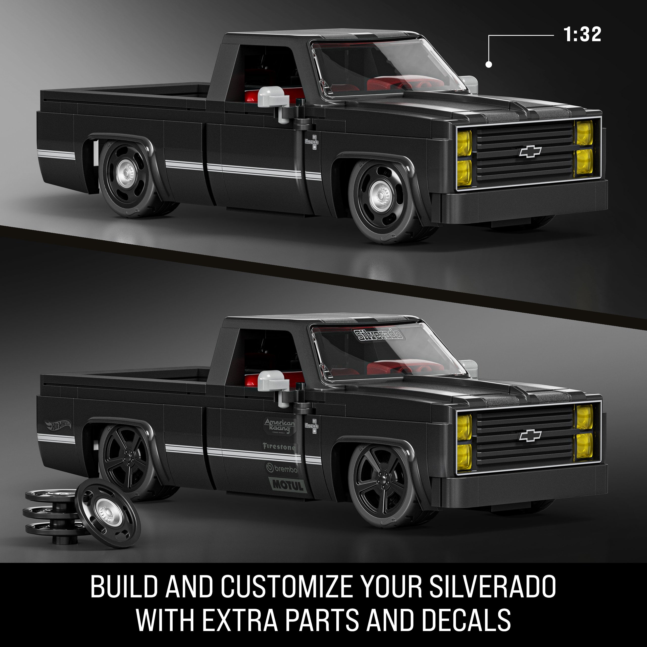 Mattel Brick Shop Hot Wheels '83 Chevy Silverado Building Toy Kit (225 Pieces). For Collectors - Image 3