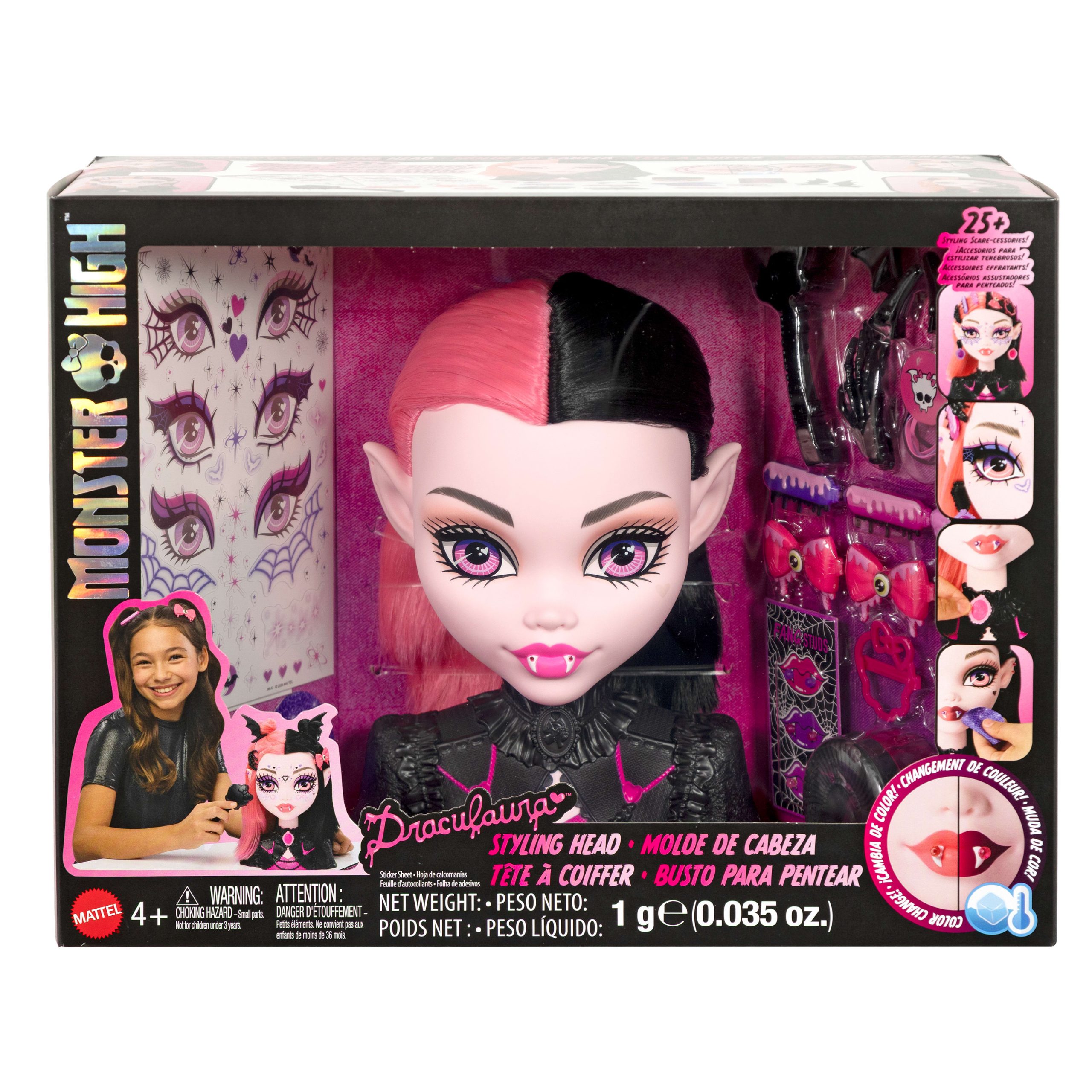 Monster High Draculaura Styling Head With Color Change And 25+ Accessories For Hair And Makeup - Image 6