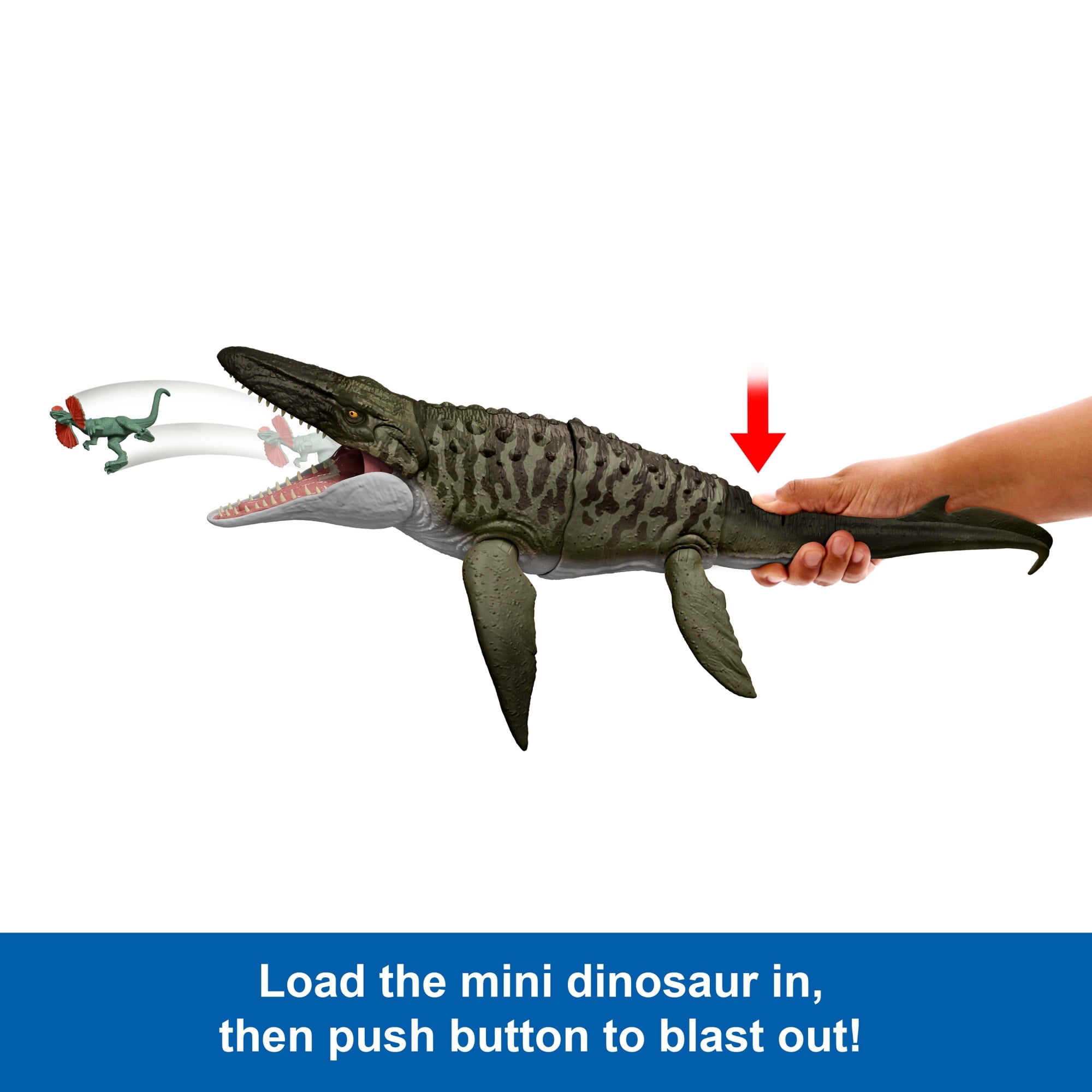 Jurassic World Rebirth Bite N Blast Mosasaurus Action Figure And Mini Dilophosaurus. Dinosaur Toy - Image 4