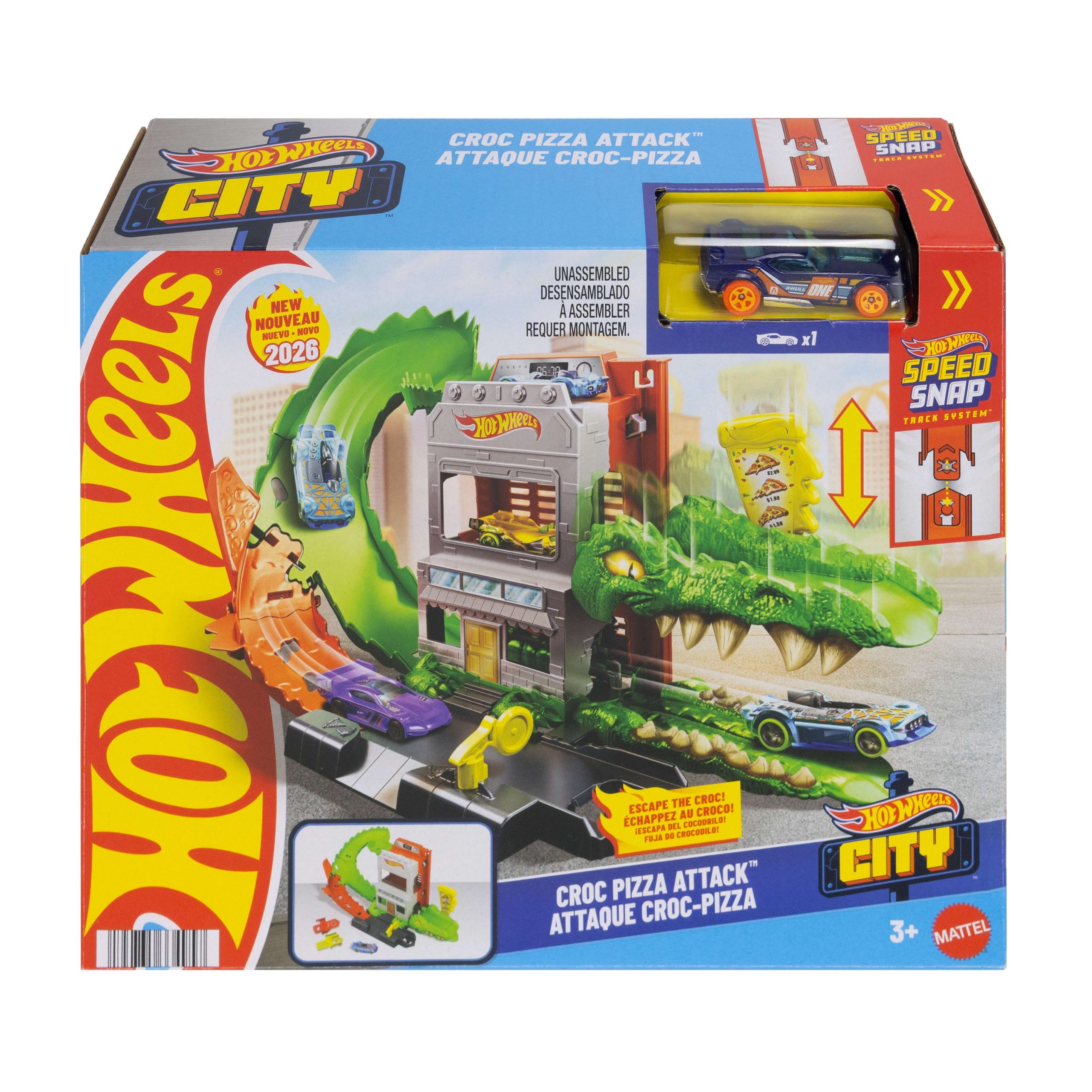 Hot Wheels City Croc Pizza Attack Playset & 1:64 Scale Toy Car. Speed Snap Track Compatible - Image 6