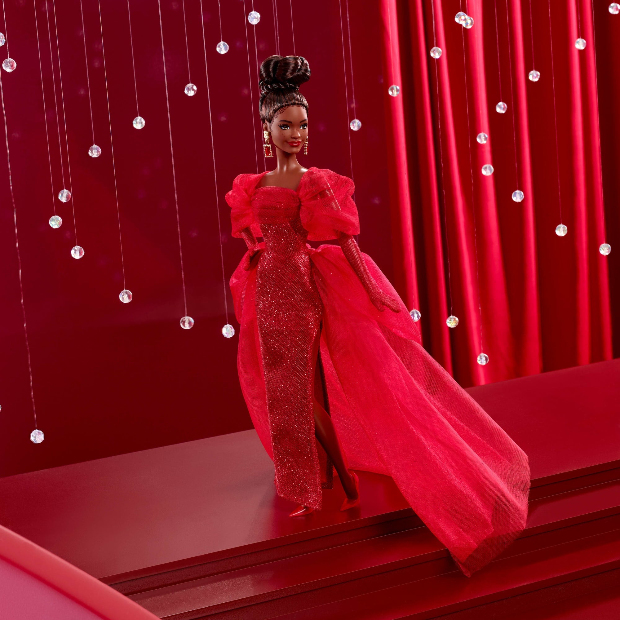 Barbie Signature Collectible Doll For Mattel 80th Anniversary. Glittery Red Tulle Gown. Brunette - Image 3