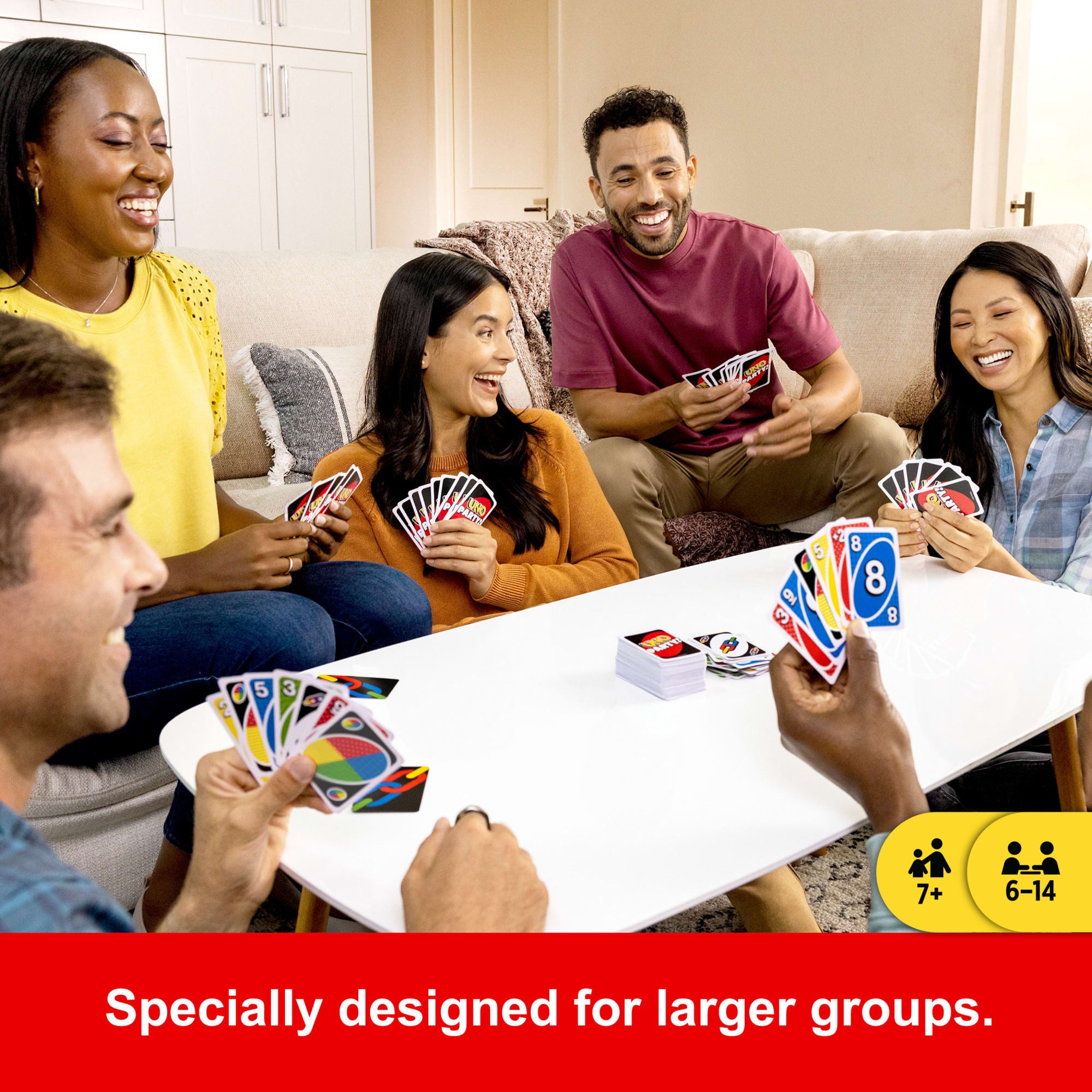 UNO Party Card Game For Large Groups. Kids. Adults & Family Nights. 6 To 14 Players Ages 7+ Years - Image 2