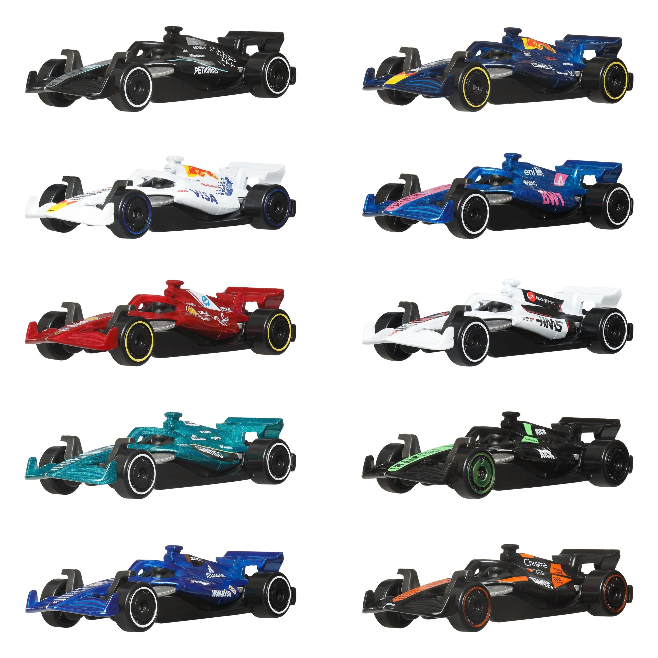 Hot Wheels Formula 1 10-Pack. Set Of 10 1:64 Scale Toy Cars With Each 2025 F1 Racing Team