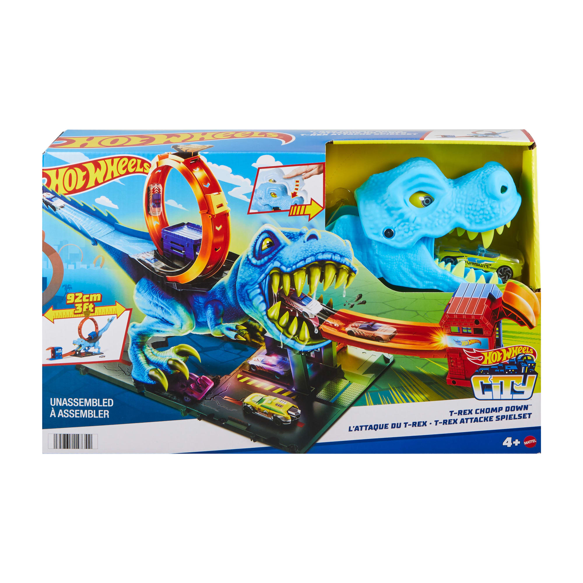 Hot Wheels City T-Rex Loop And Stunt Playset. Track Set With 1 Toy Car - Image 6