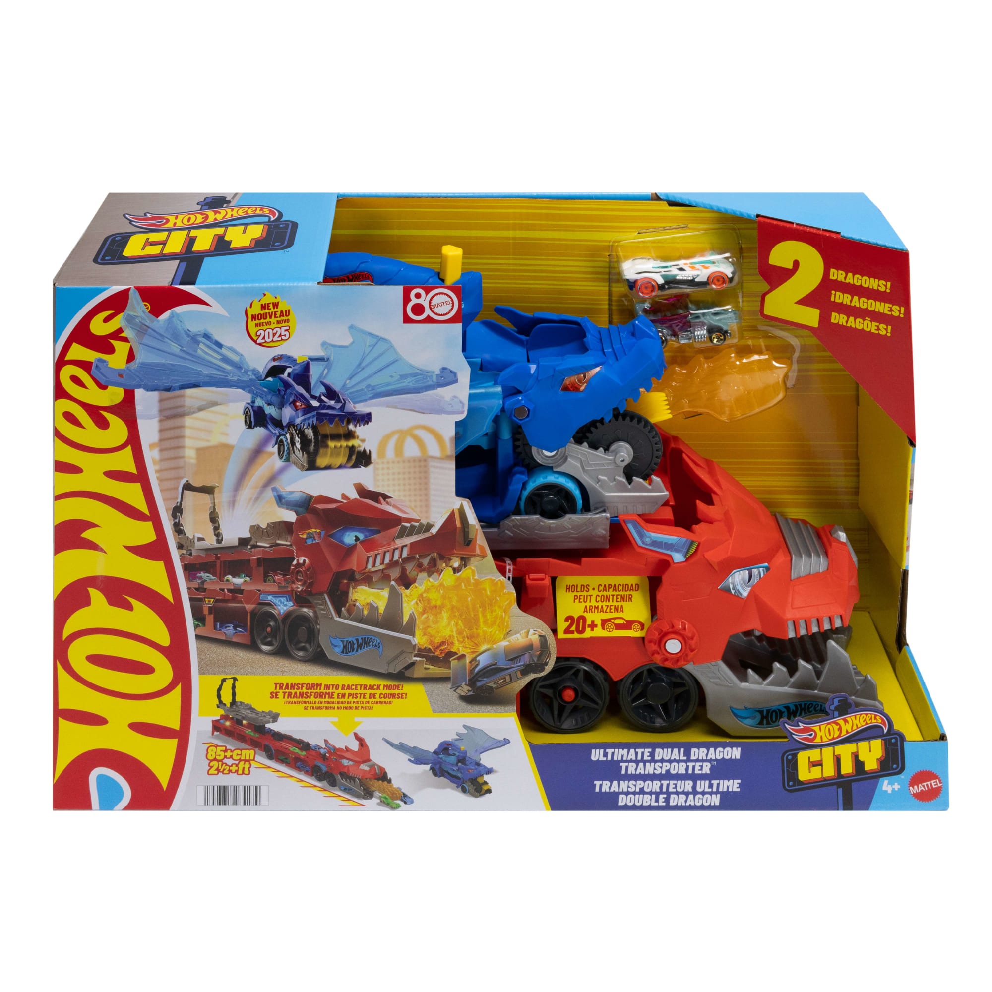 Hot Wheels City Hot Wheels Ultimate Dual Dragon Transporter & 2 1:64 Scale Toy Cars - Image 6