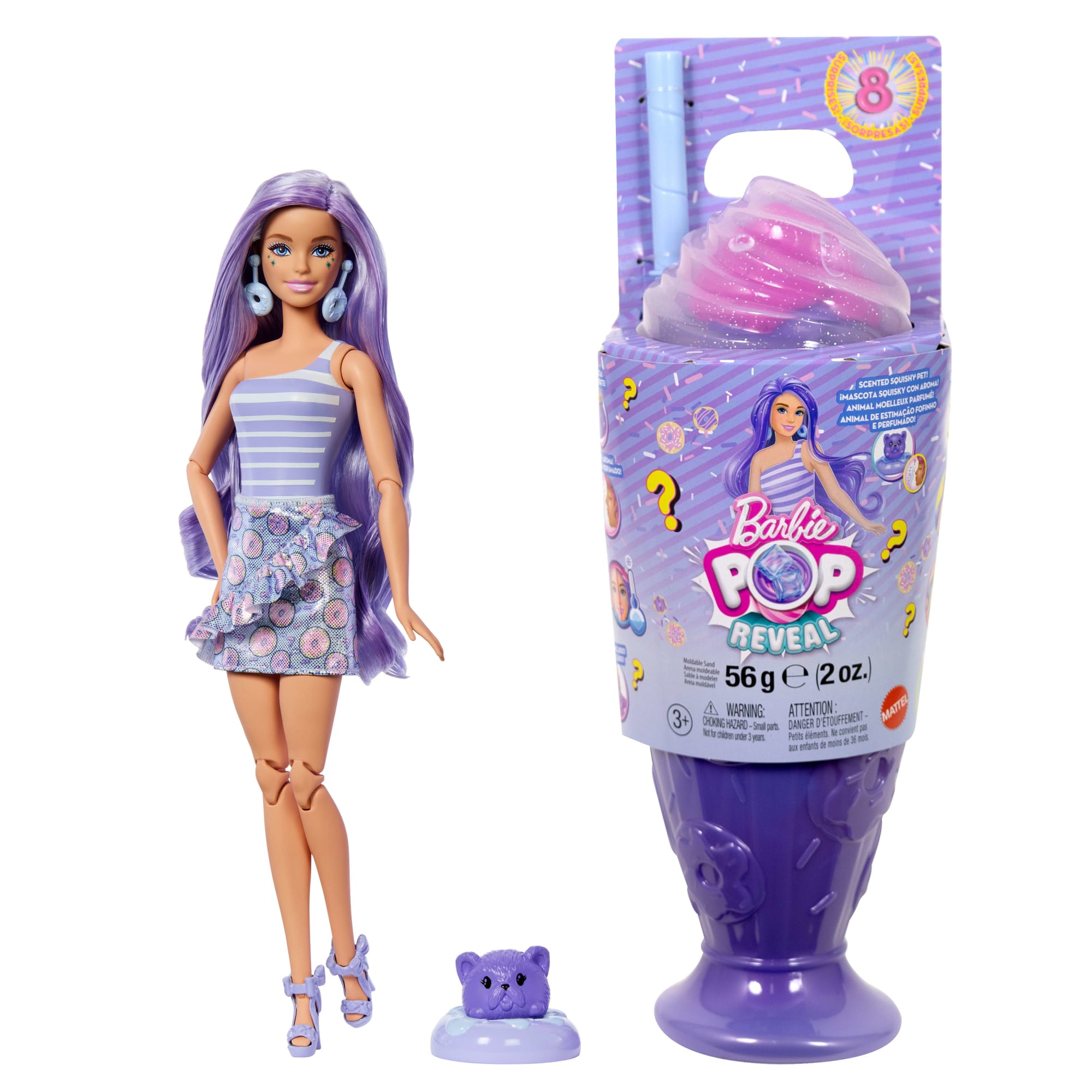 Barbie Pop Reveal Treat Series Doll & Accessories Set. 8 Surprises Include Pet