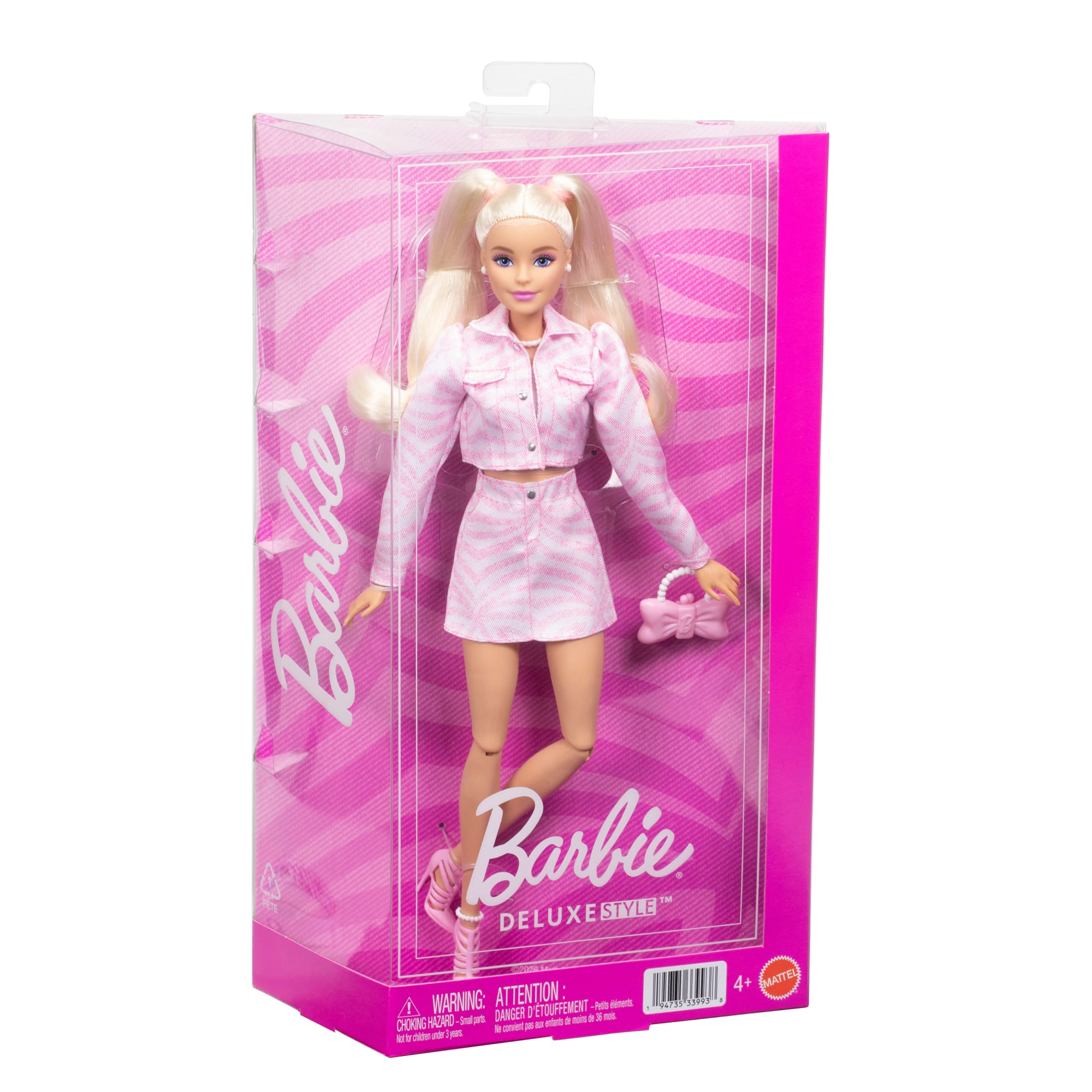 Barbie Deluxe Style Fashion Doll #9 in Matching Pink Denim Jacket & Skirt Set. Blonde - Image 6