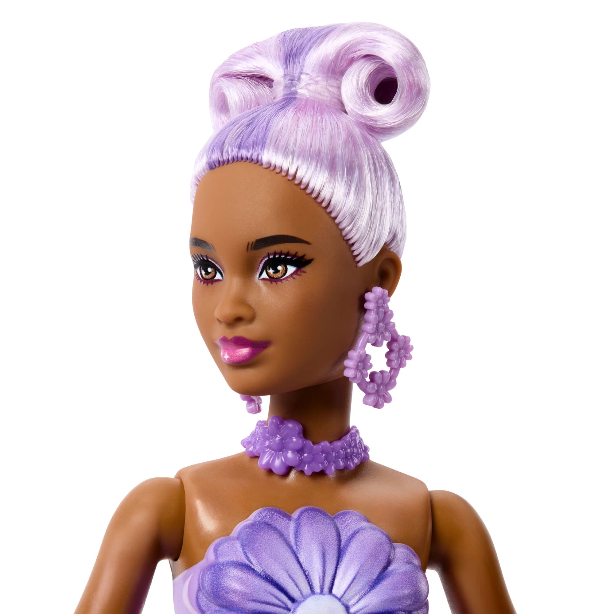Barbie Petal Pop Scented Fashion Doll With Purple Dress. Reveal Accessories Like Bunny & More - Image 4