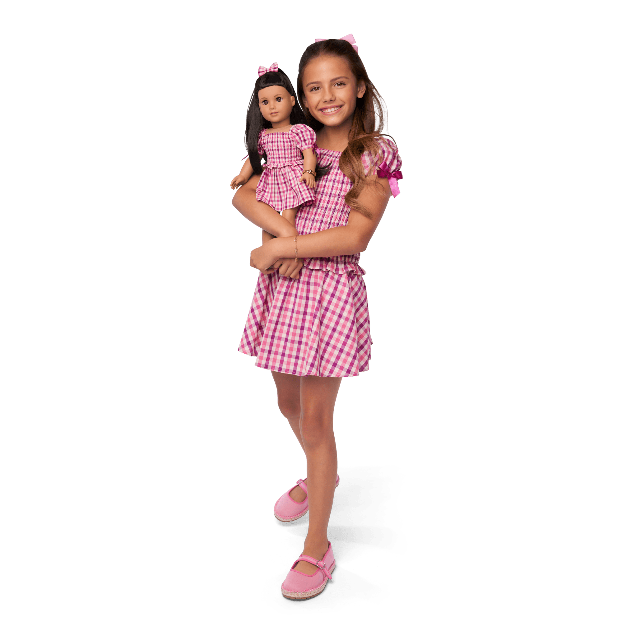 Raquel's™ Gingham Ruffle Outfit for Girls & 18-inch Dolls + Raquel Doll (Girl of the Year™ 2026)
