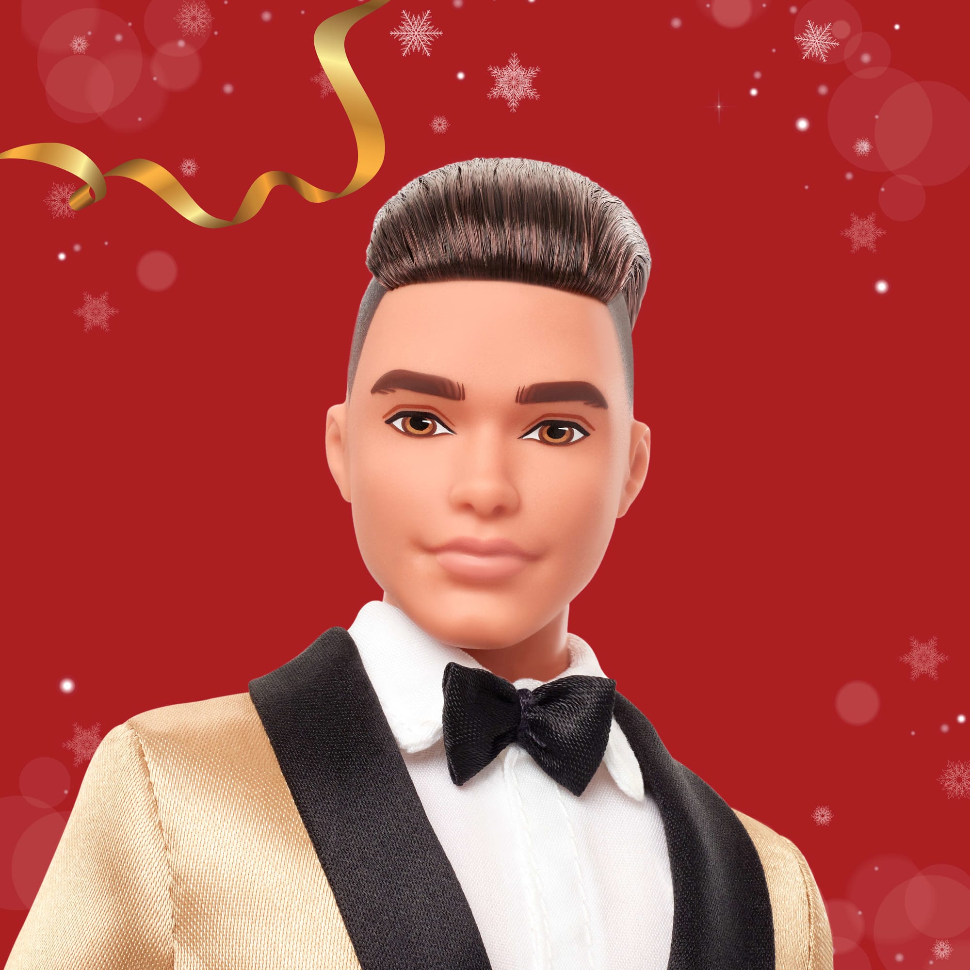 Barbie Signature 2025 Holiday Blonde Ken Collectible Fashion Doll Wearing Full Suit With Golden Jacket - Image 2