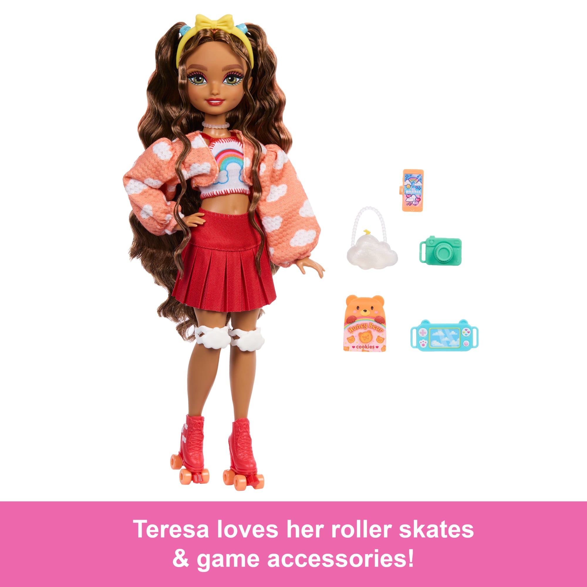 Dream Besties Barbie Teresa Roller Skating Fashion Doll With 9 Video Game Themed Accessories - Image 2