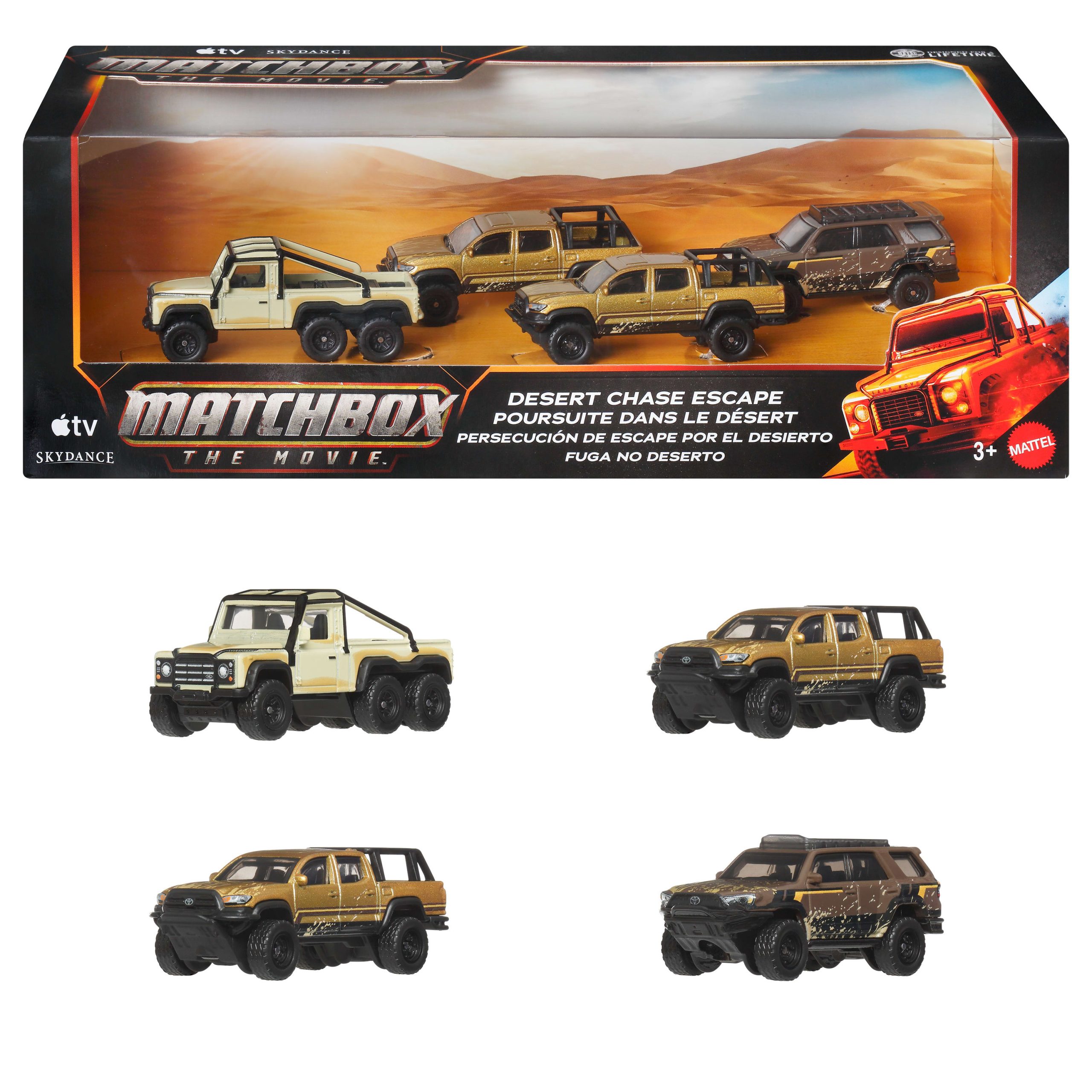 Matchbox Desert Chase Escape 4-Pack Of 1:64 Scale Die-Cast Vehicles From The Movie. Collectible Set