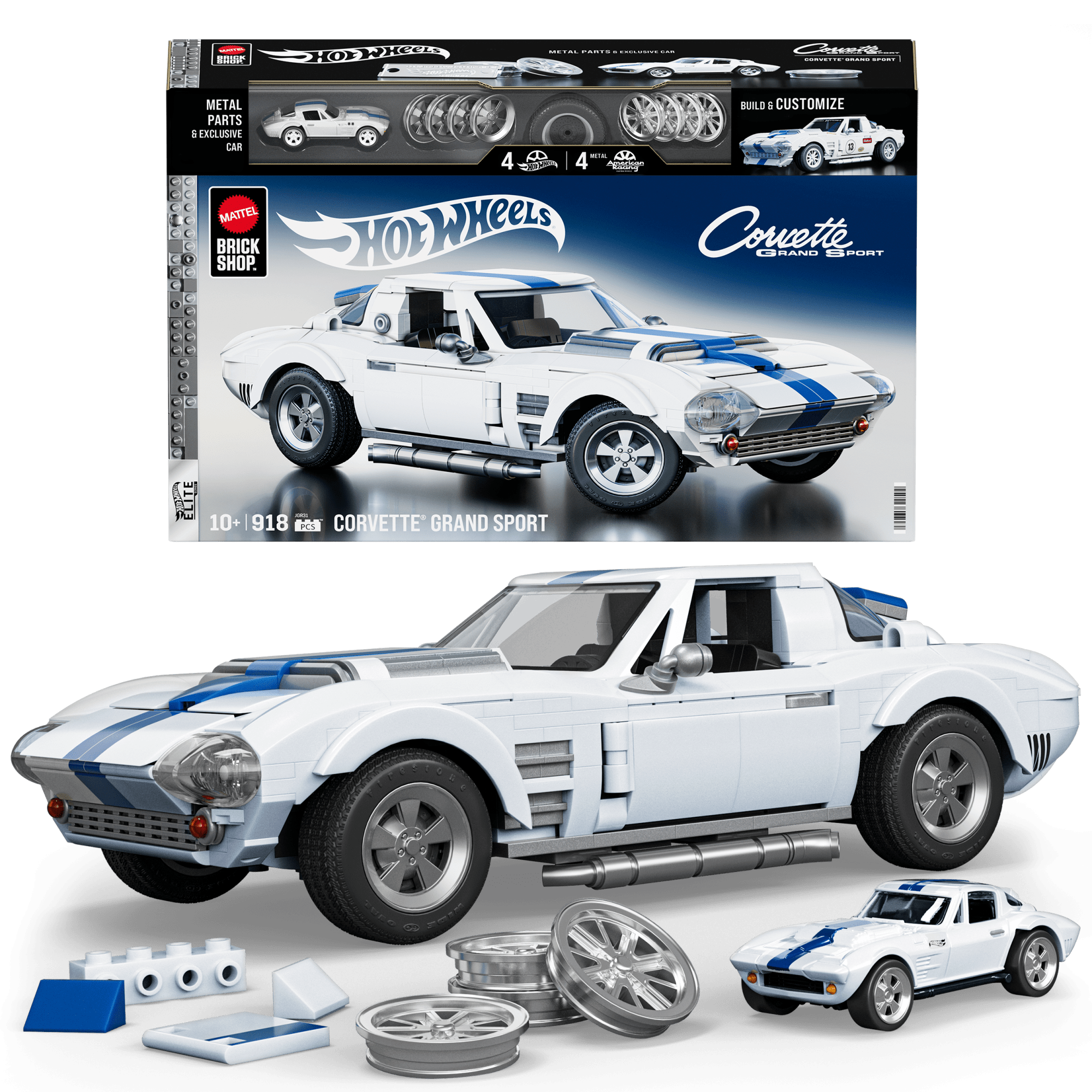 Mattel Brick Shop Hot Wheels Jogo de Construção Elite '63 Corvette Grand Sport