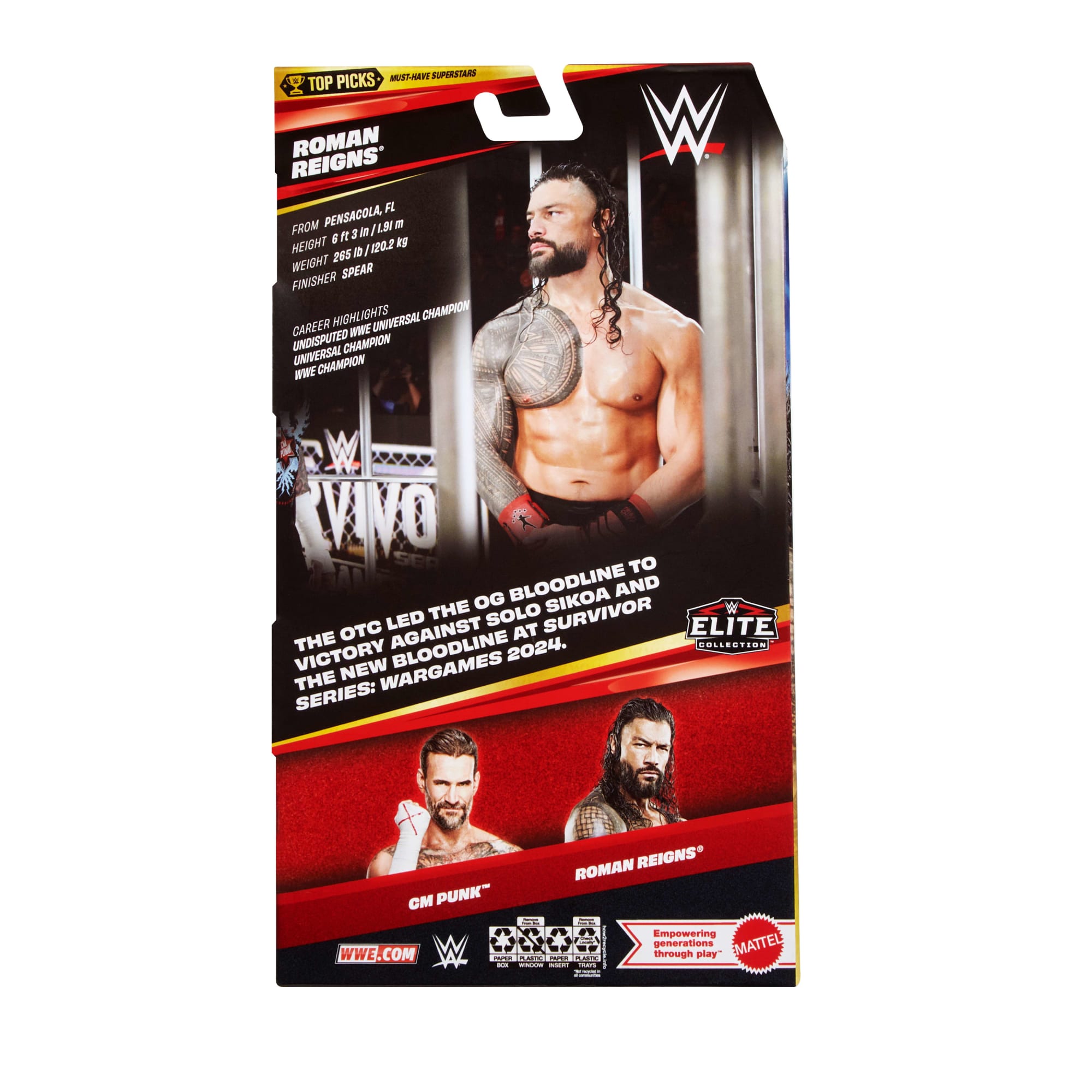 WWE Elite Collection Top Picks Roman Reigns Action Figure & Accessories. 6-Inch Collectible Set - Image 6