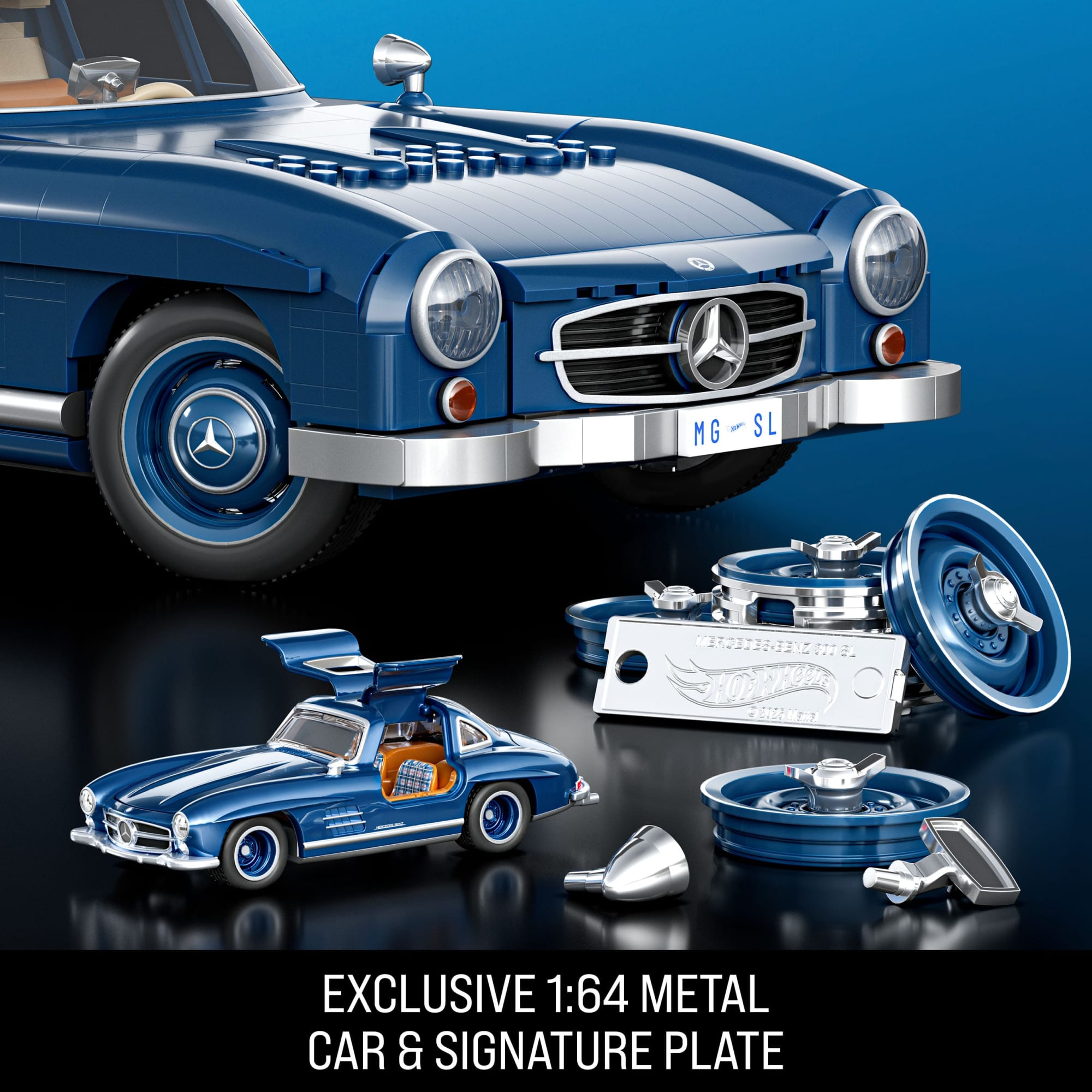 Mattel Brick Shop Hot Wheels Mercedes-Benz 300 SL Building Toy Kit (1600 Pieces). for Collectors - Image 5